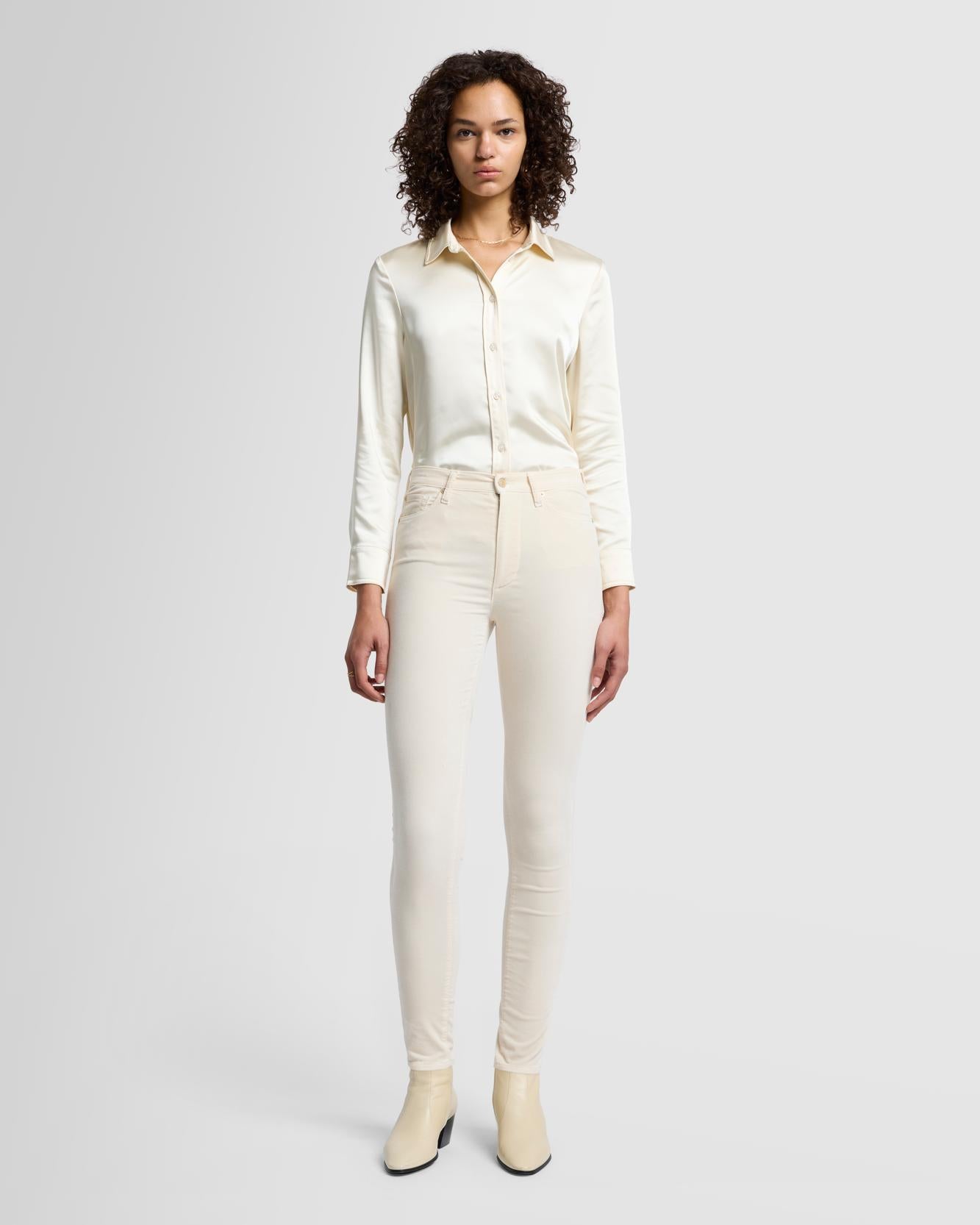 Velvet High Waist Skinny in Eggshell