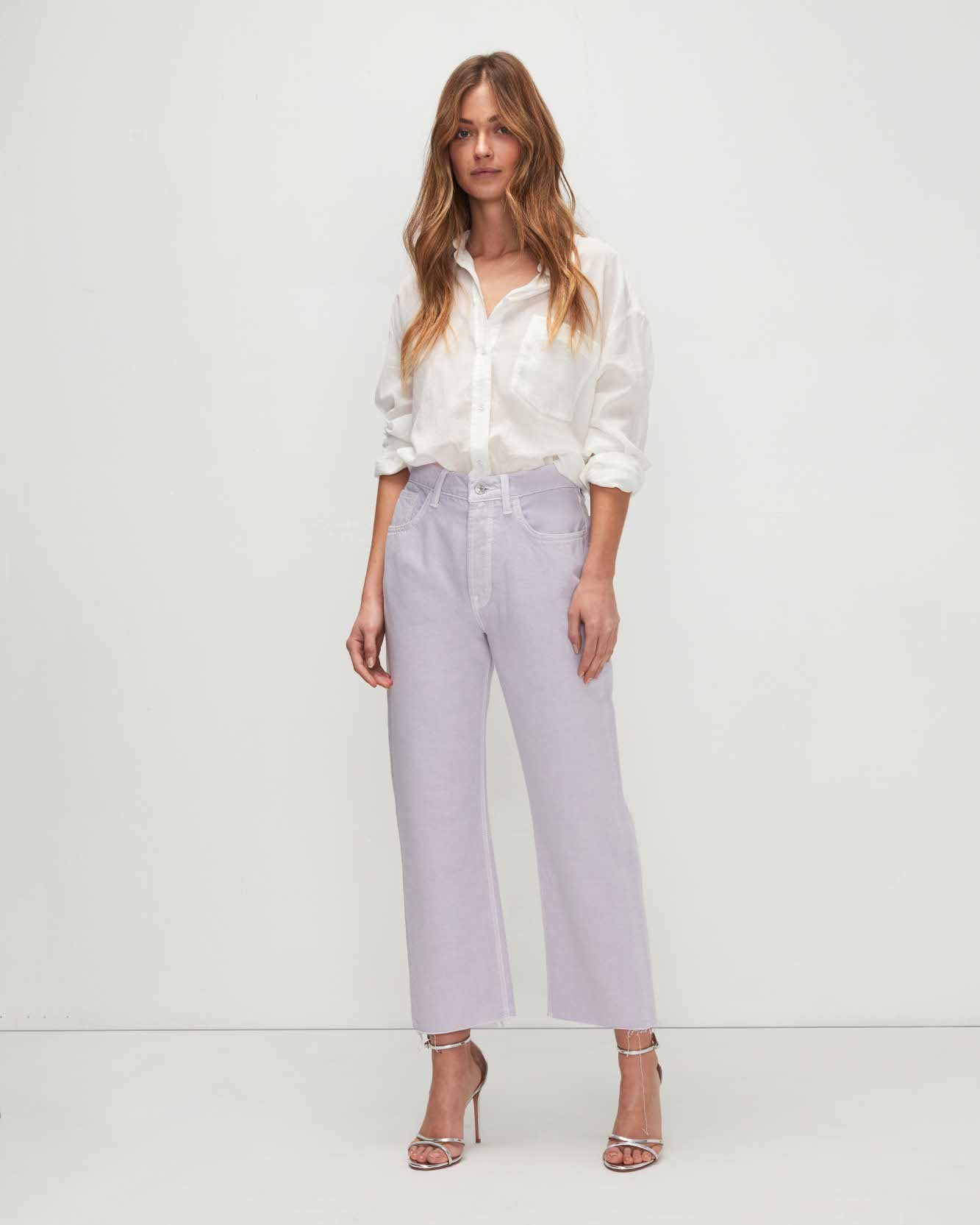 Easy Straight Ankle With Cut Hem In Lavender