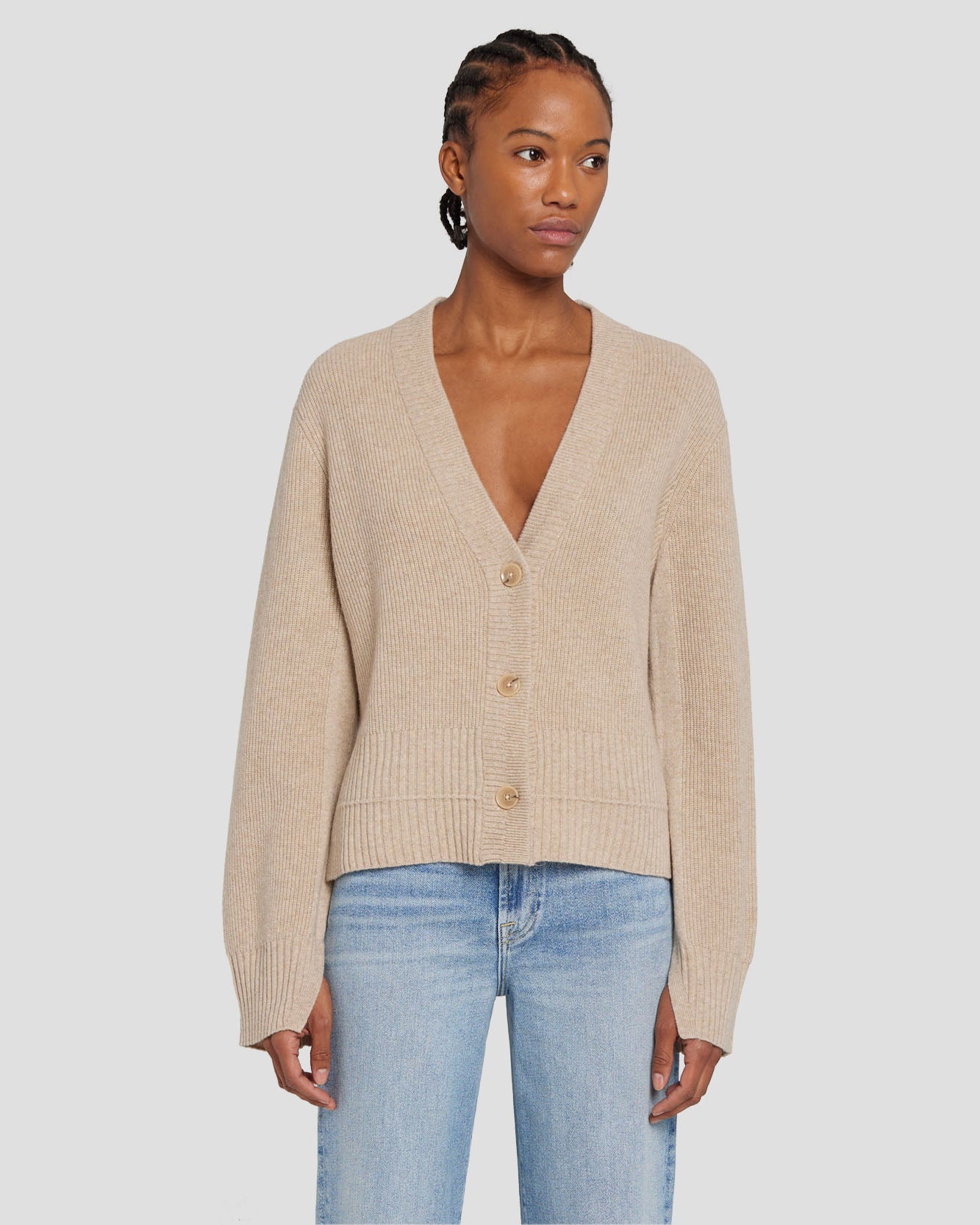 Cashmere Cardigan in Oatmeal