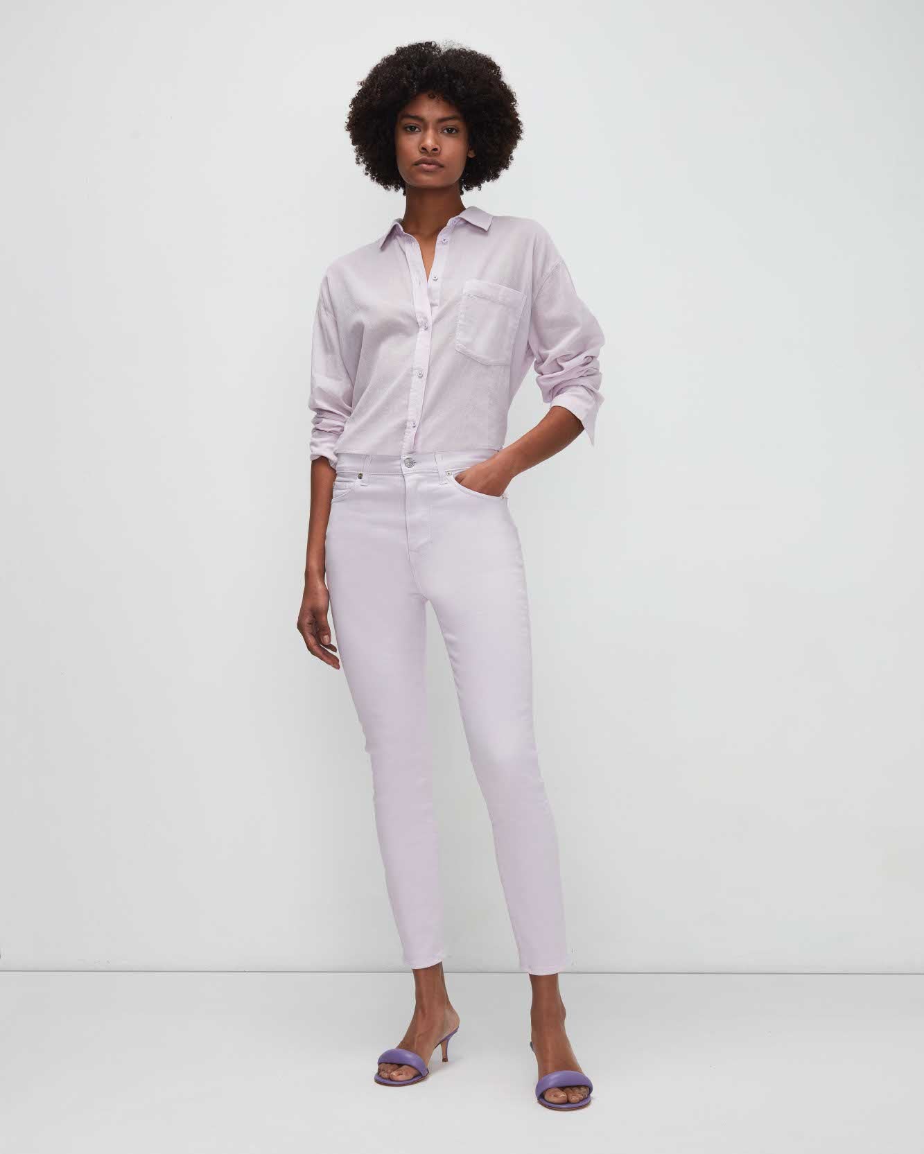 High Waist Ankle Skinny In Lilac
