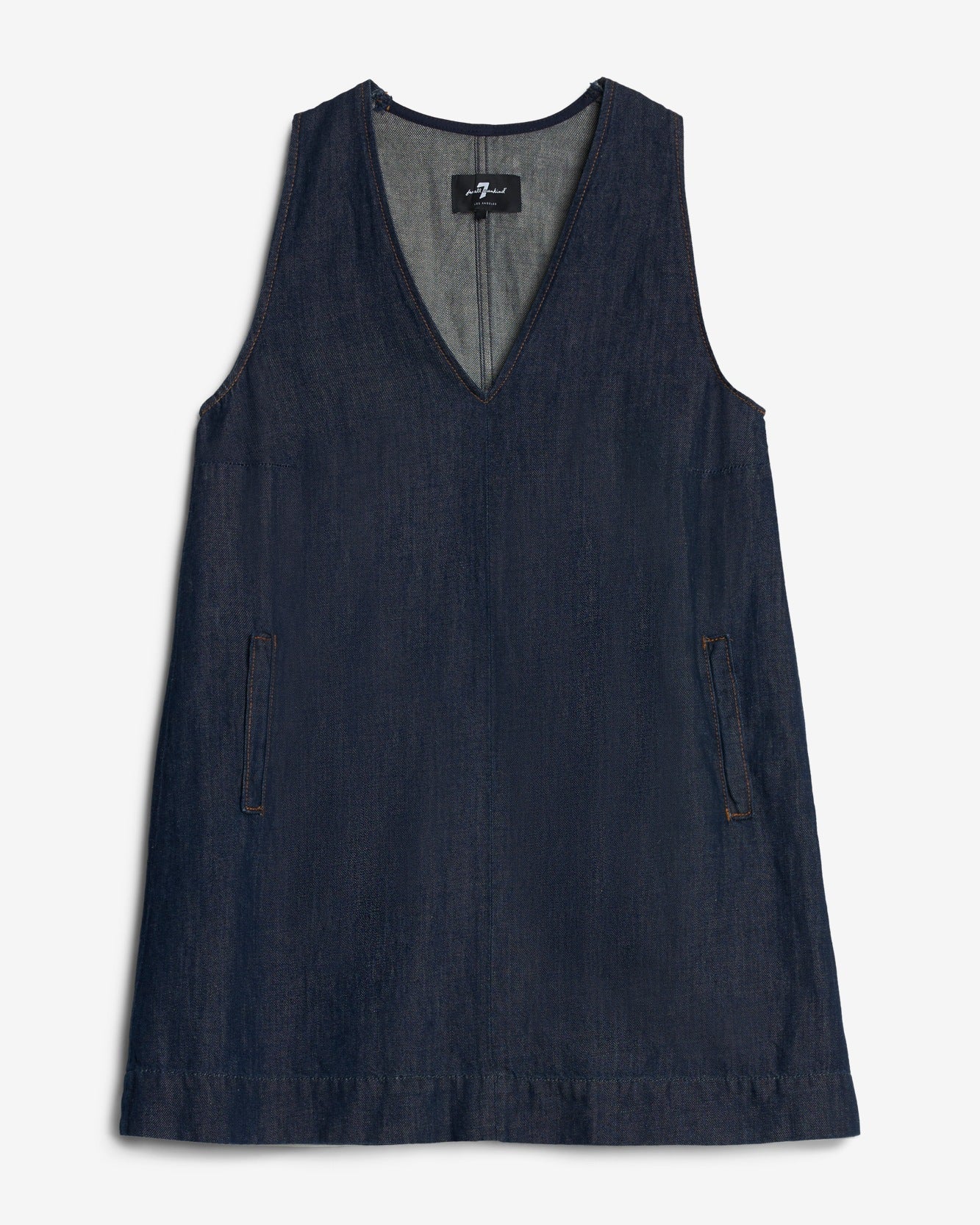 Indigo Linen V-Neck Dress in Blueberry