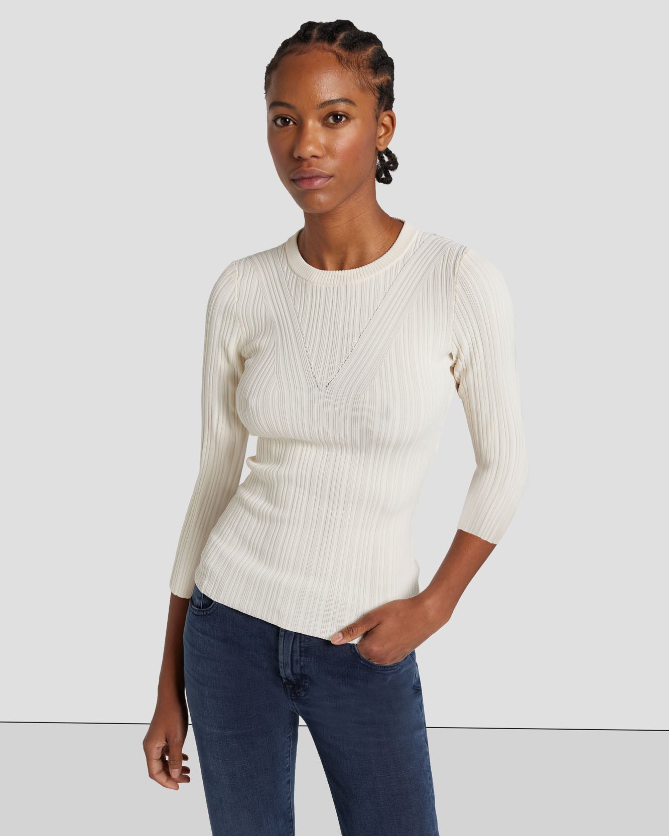 Open Back Knit Top in Cream