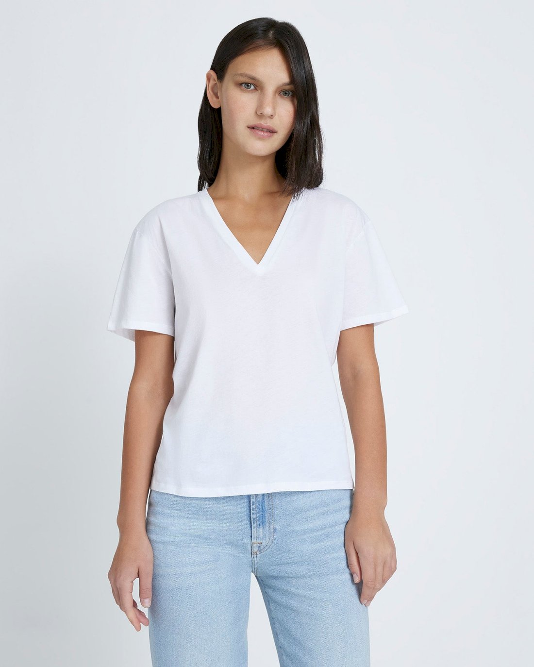 V-Neck Tee in White
