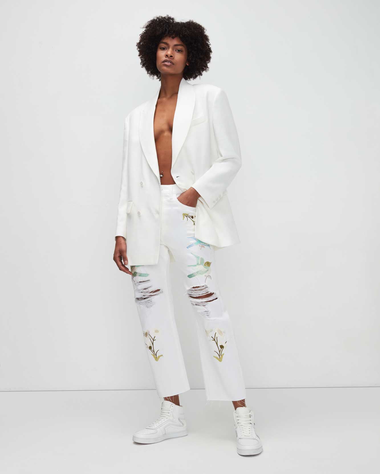 Easy Straight With Embroidery In Chamomile Destroy