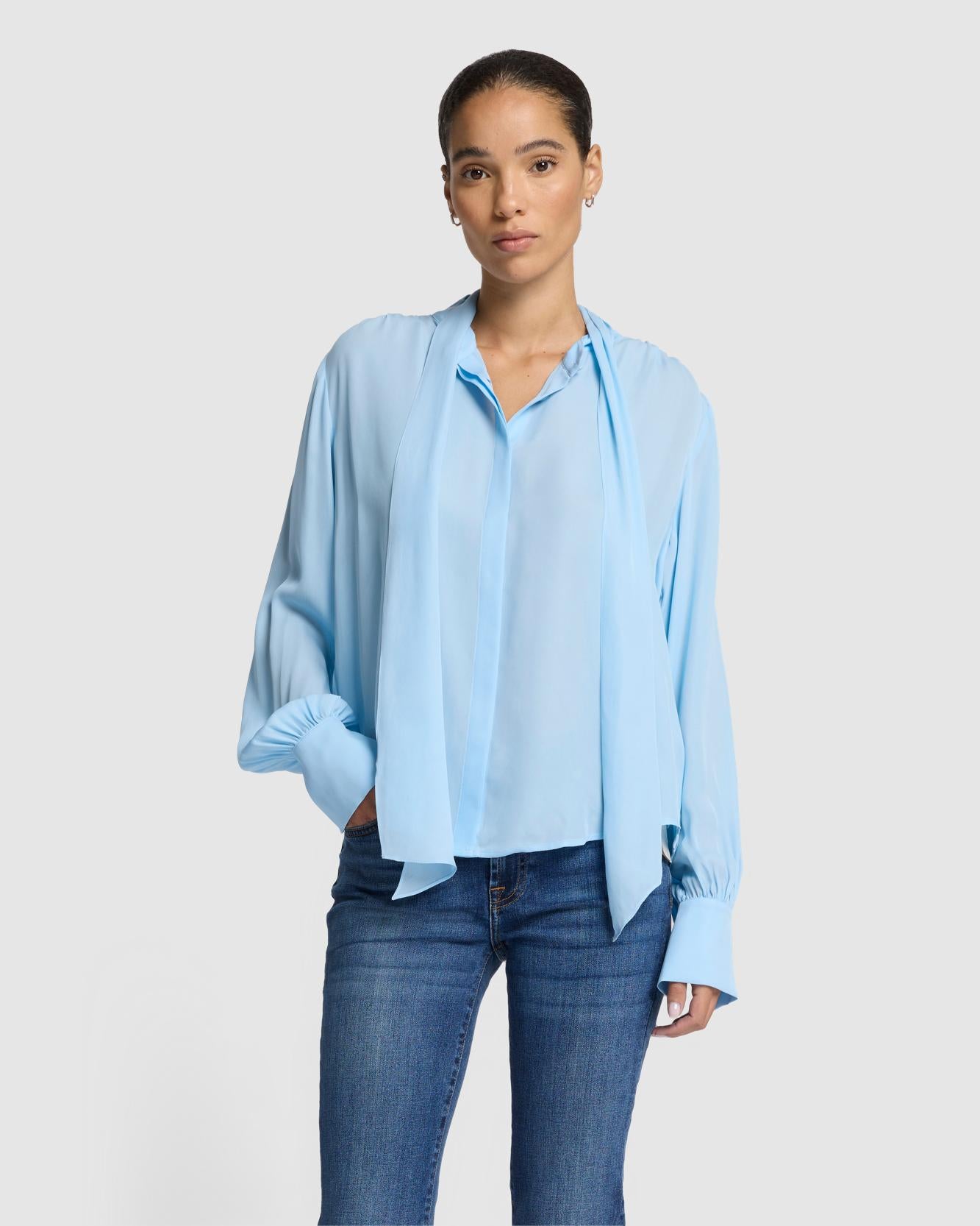 Silk Bow Shirt in Starburst