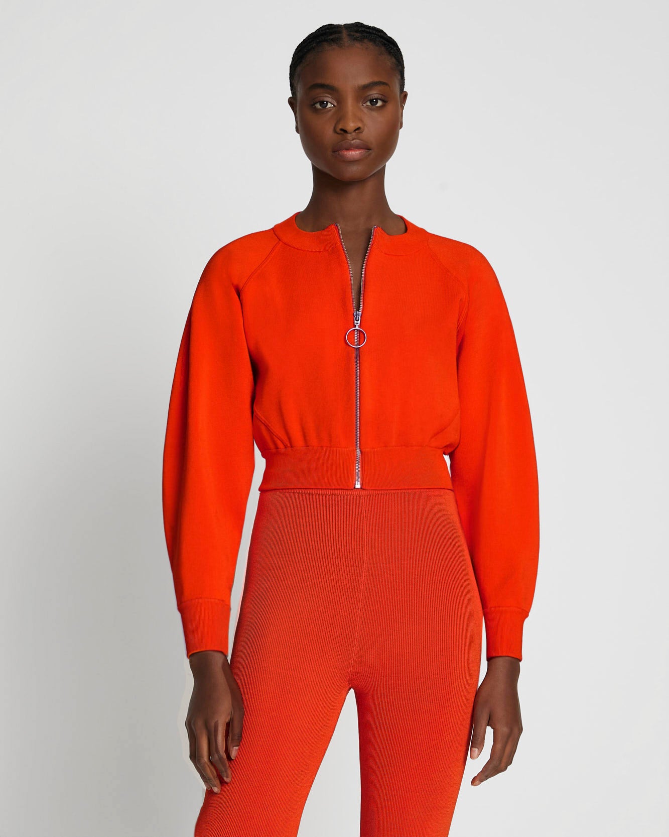 Cropped Ribbed Bomber in Koi