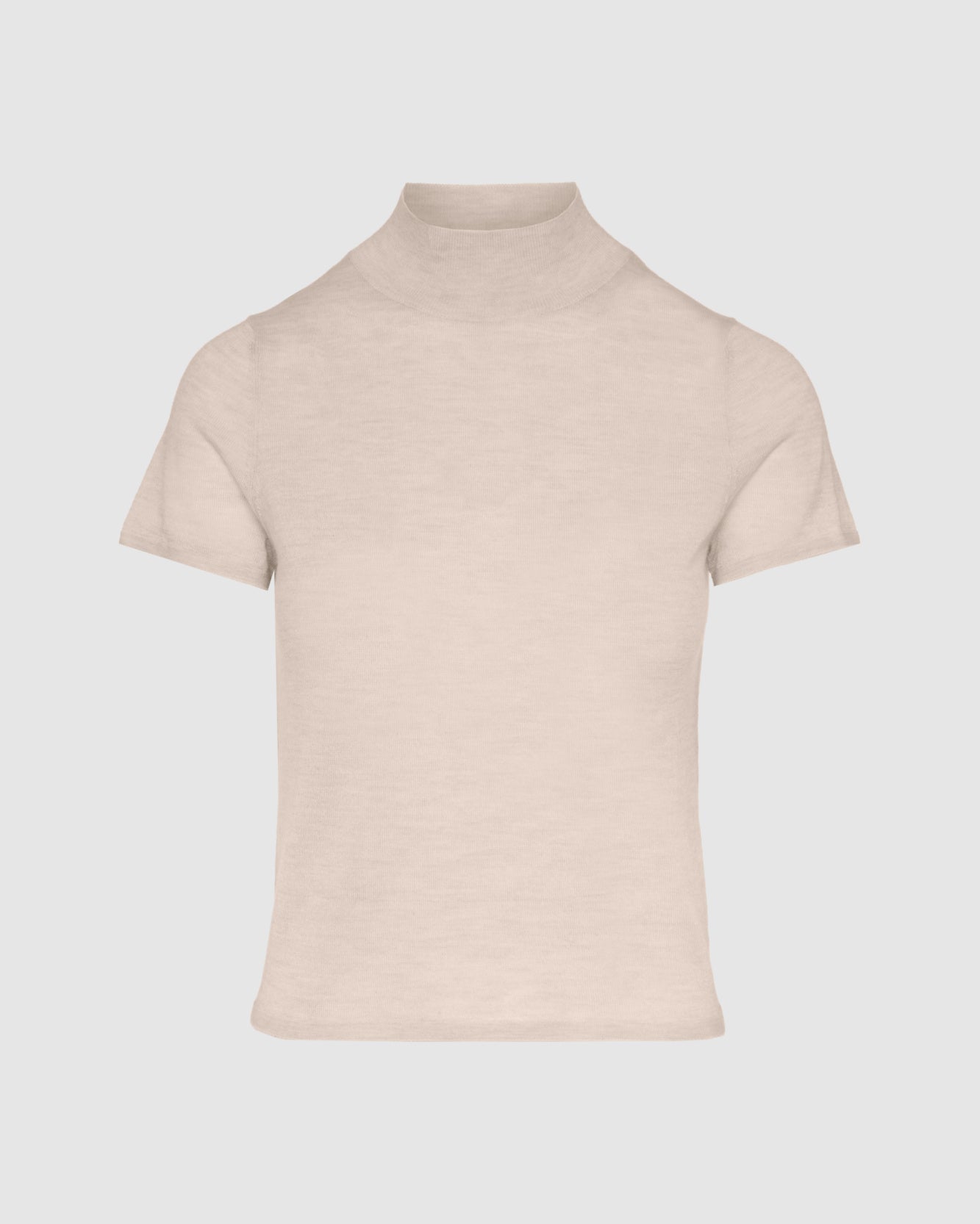 Cashmere Mock Neck Short Sleeve Sweater in Oatmeal
