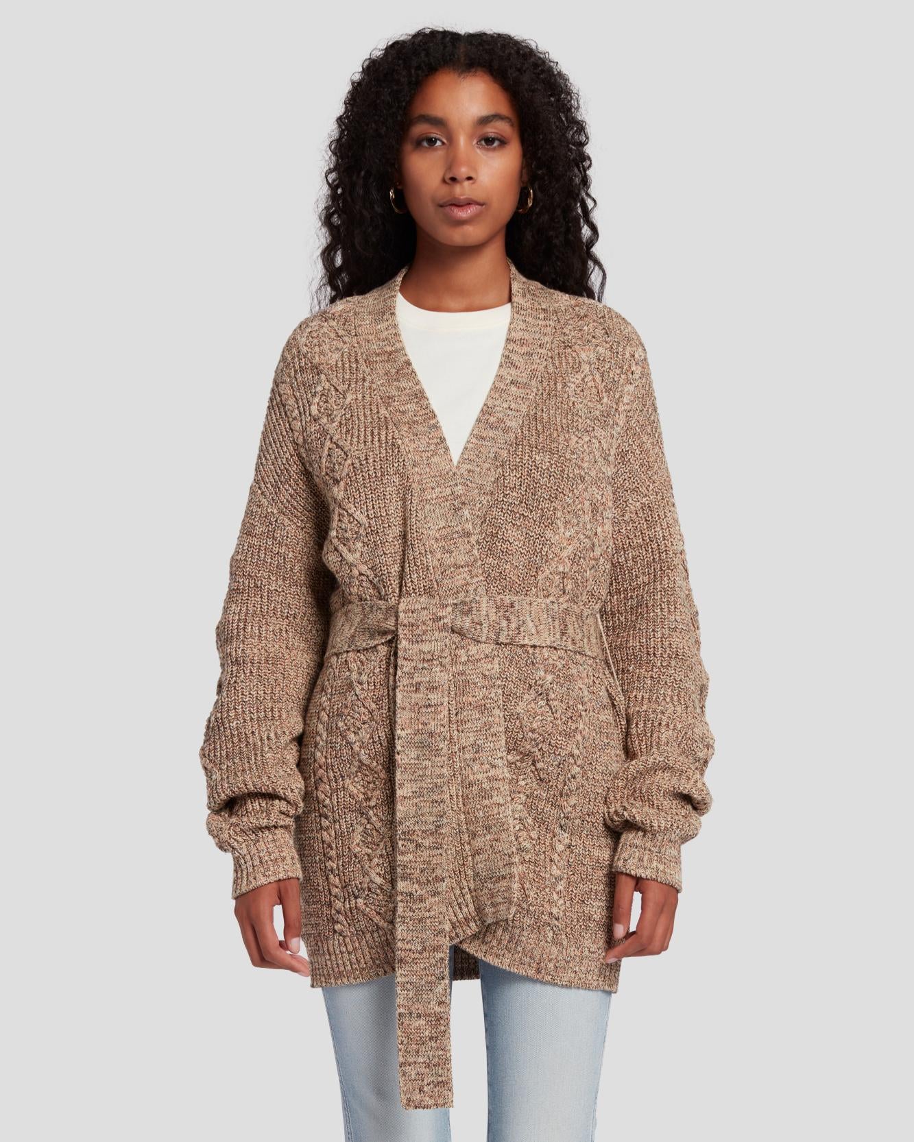 Belted Cardigan in Safari