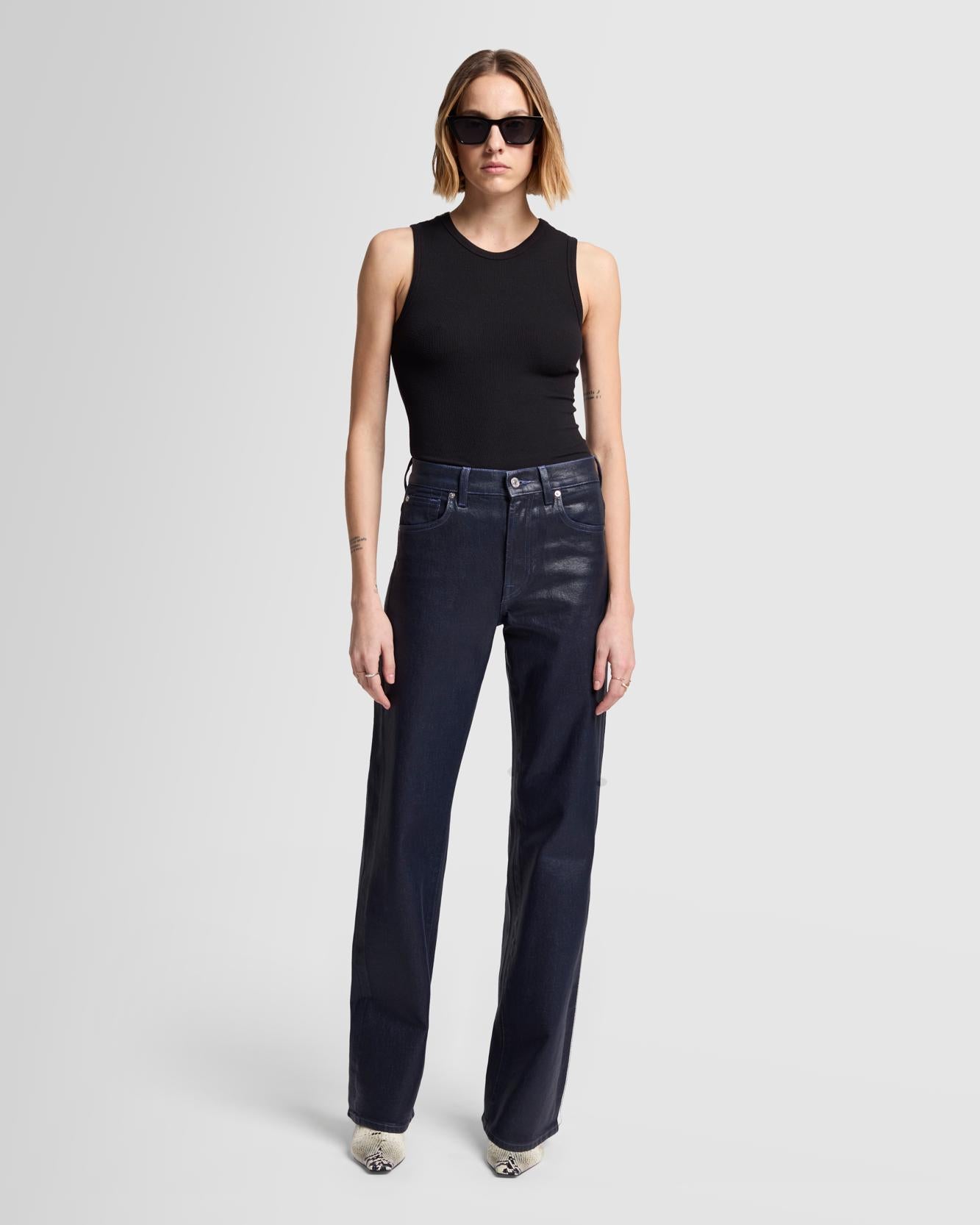 Tess Trouser in Coated Moonshine