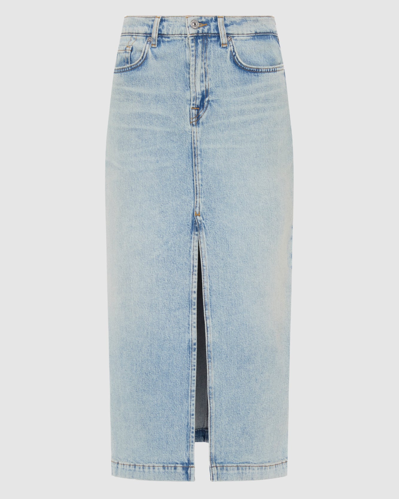 Amber Denim Midi Skirt in Sahara