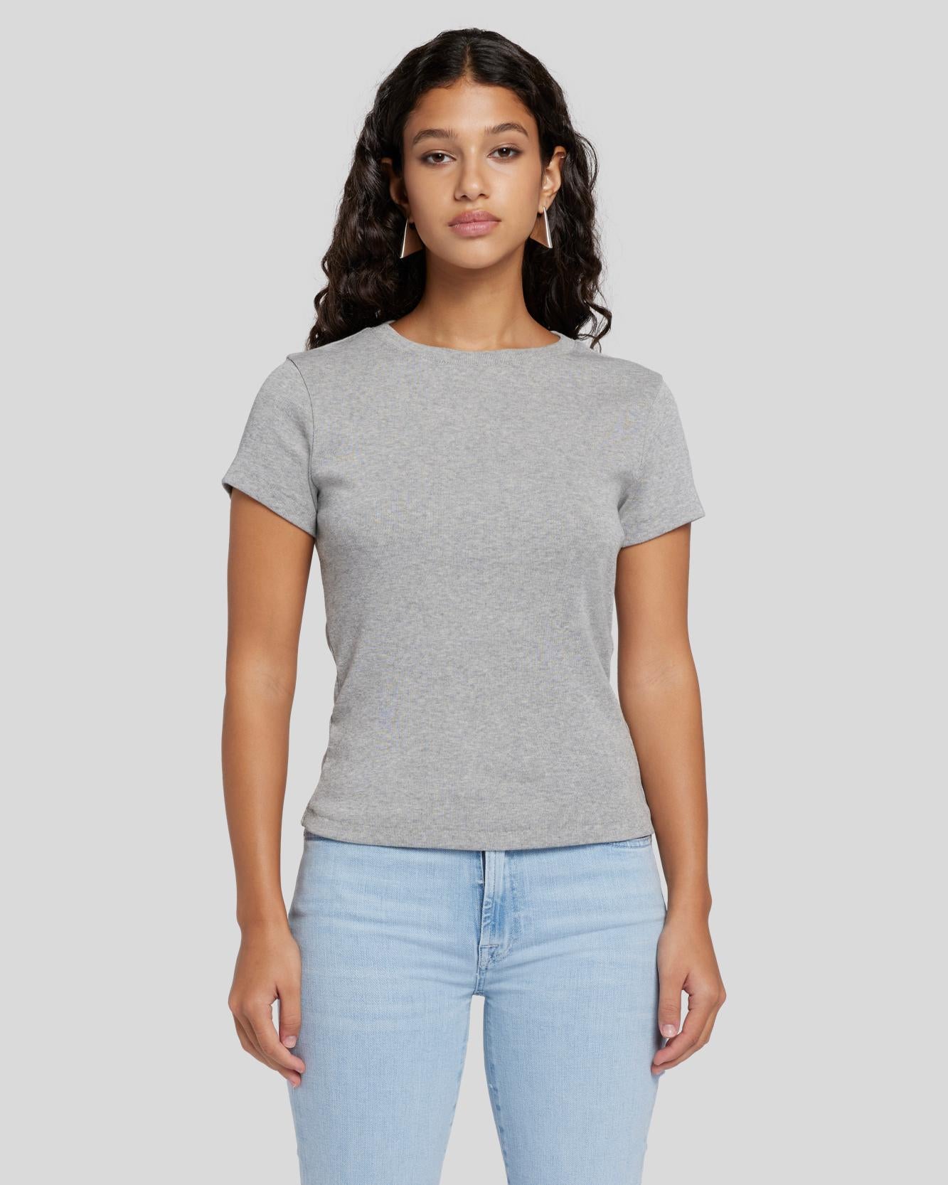 90s Baby Tee in Heather Gray