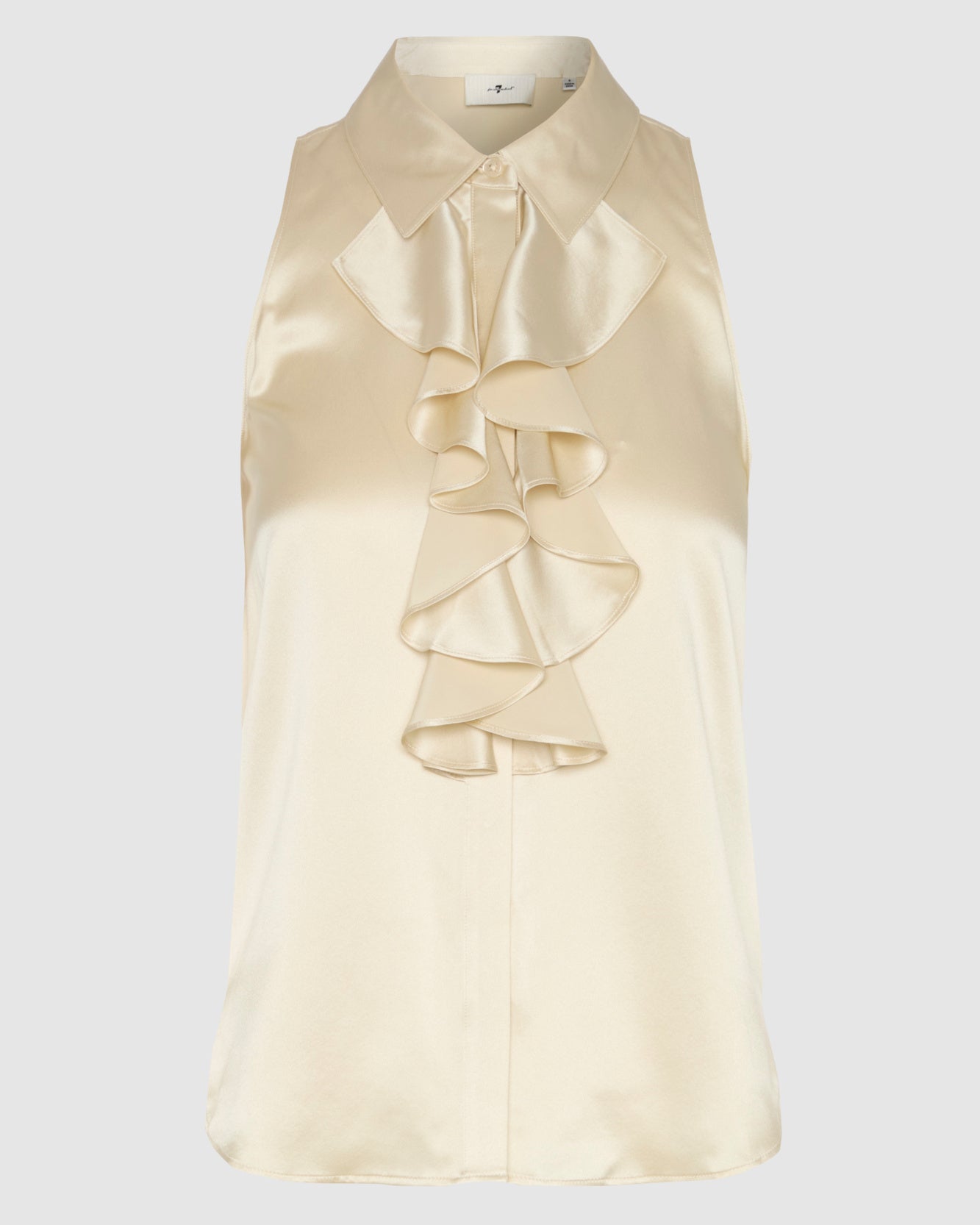 Silk Ruffle Bow Halter Top in Ivory
