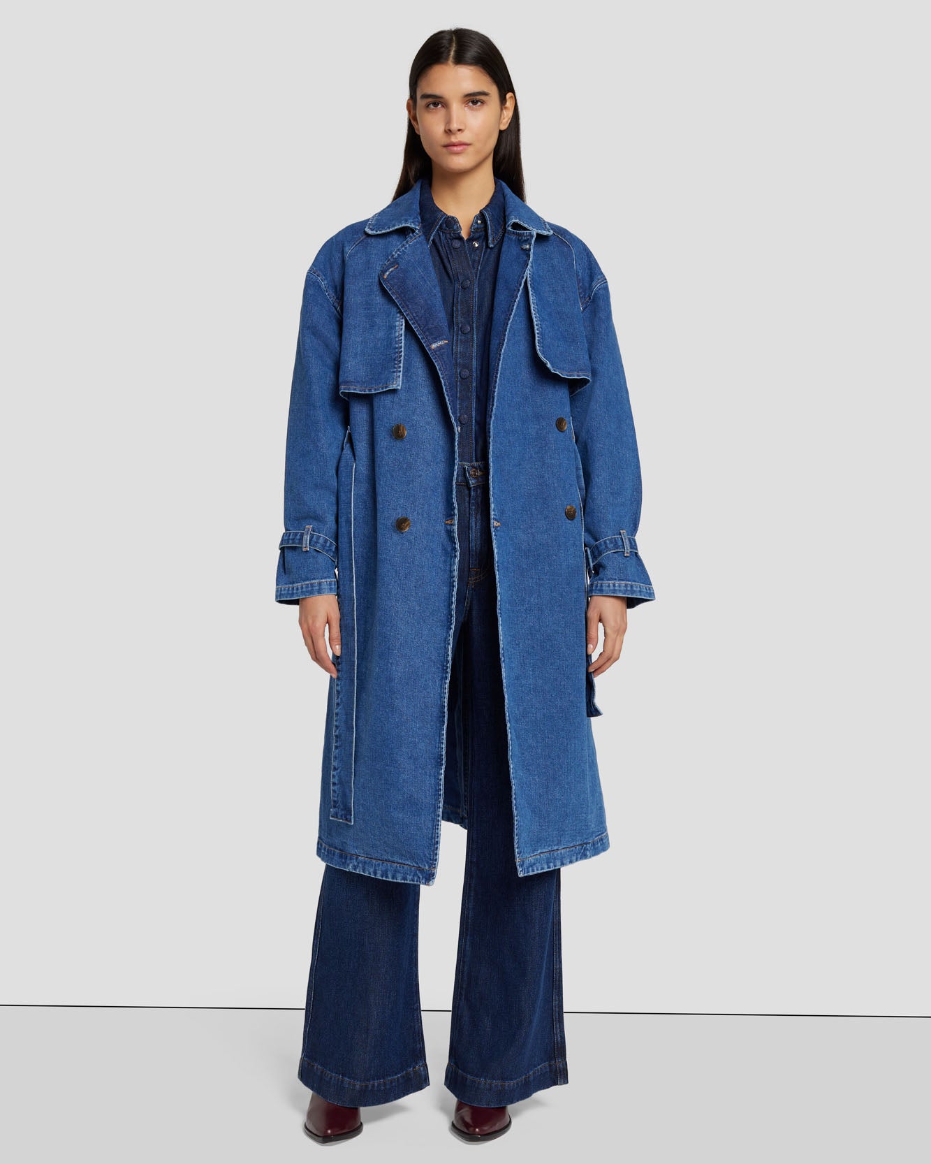Tailored Denim Trench Coat in Calla