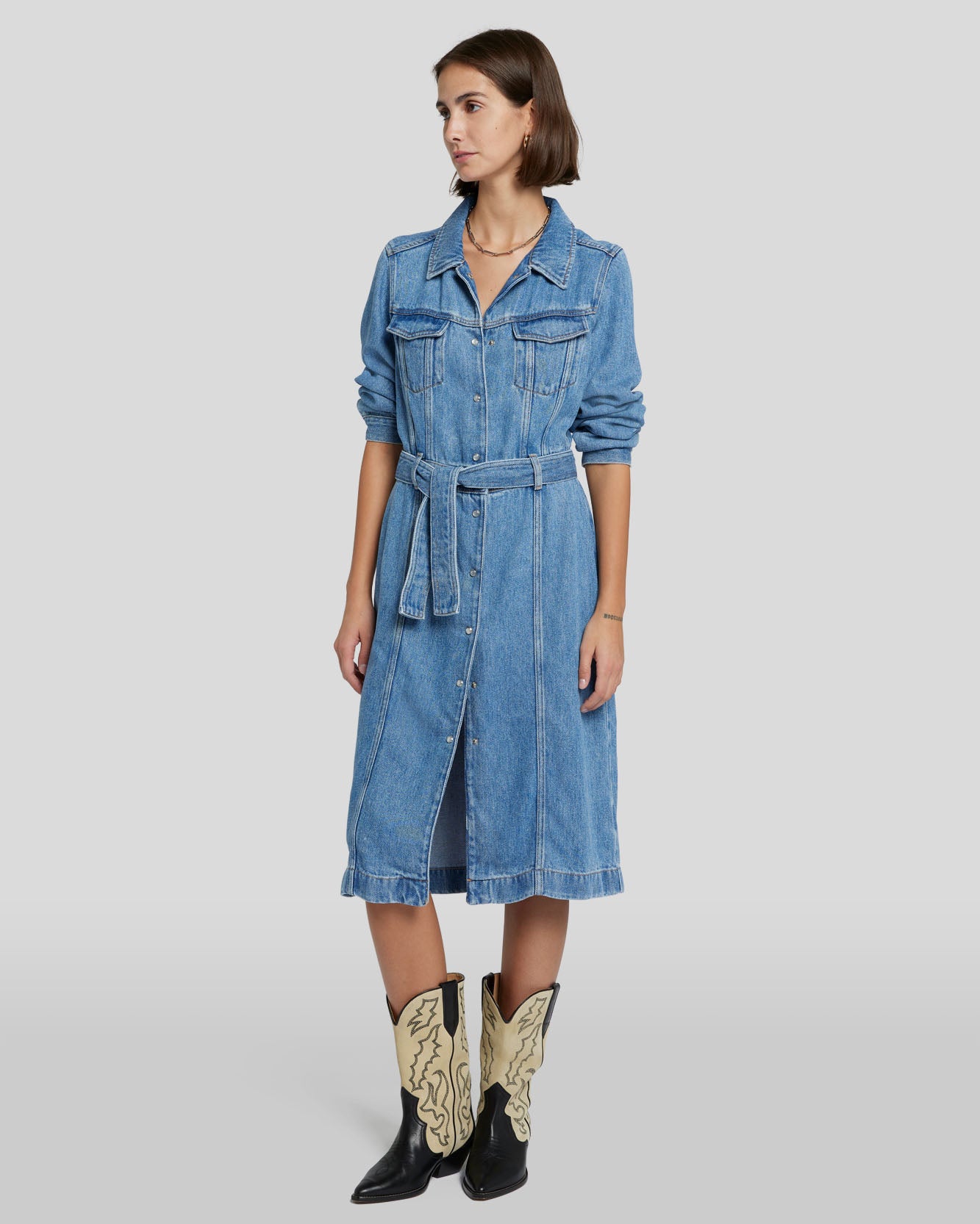 Denim Lustre Dress in Valentine