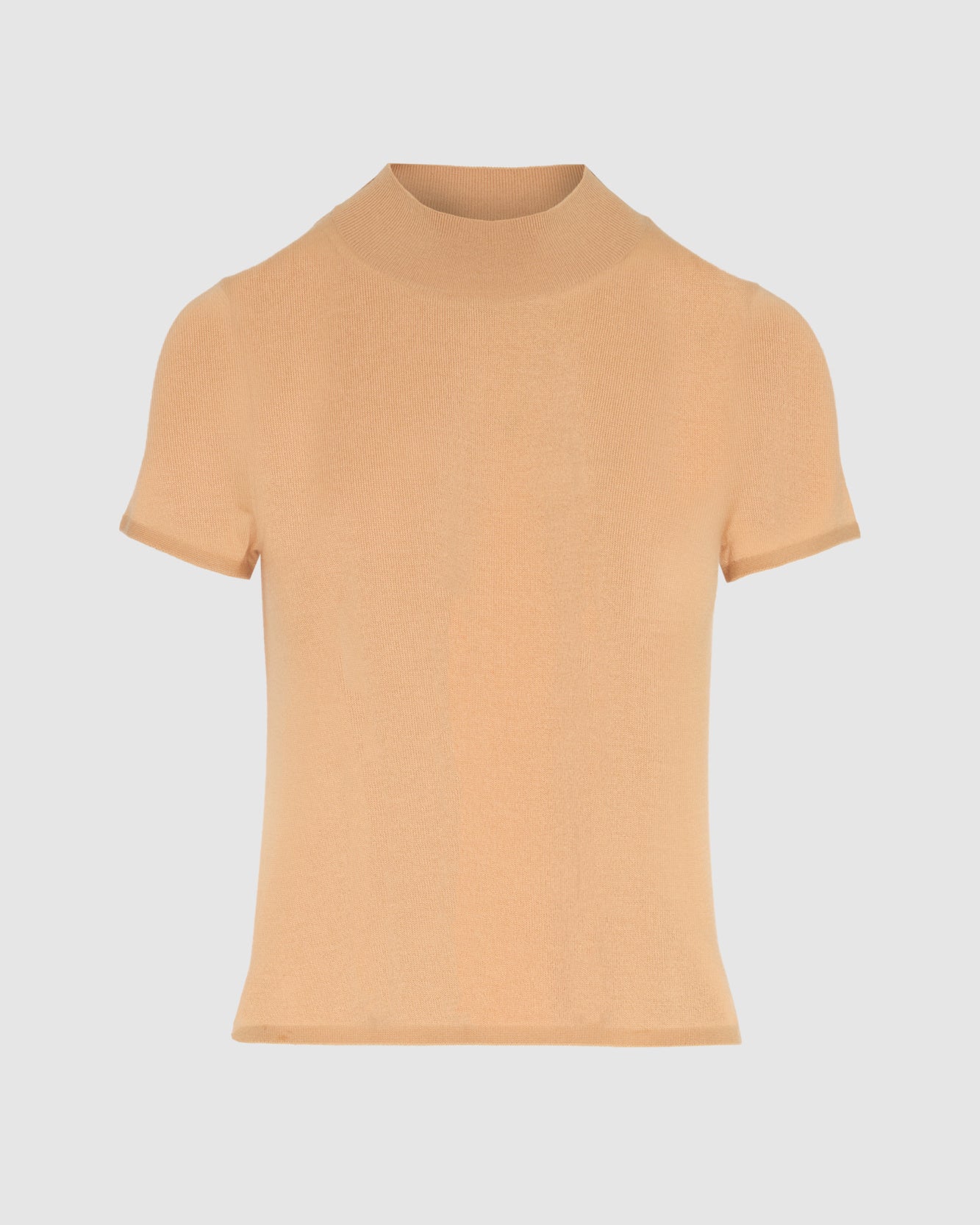 Cashmere Mock Neck Short Sleeve Sweater in Porcini