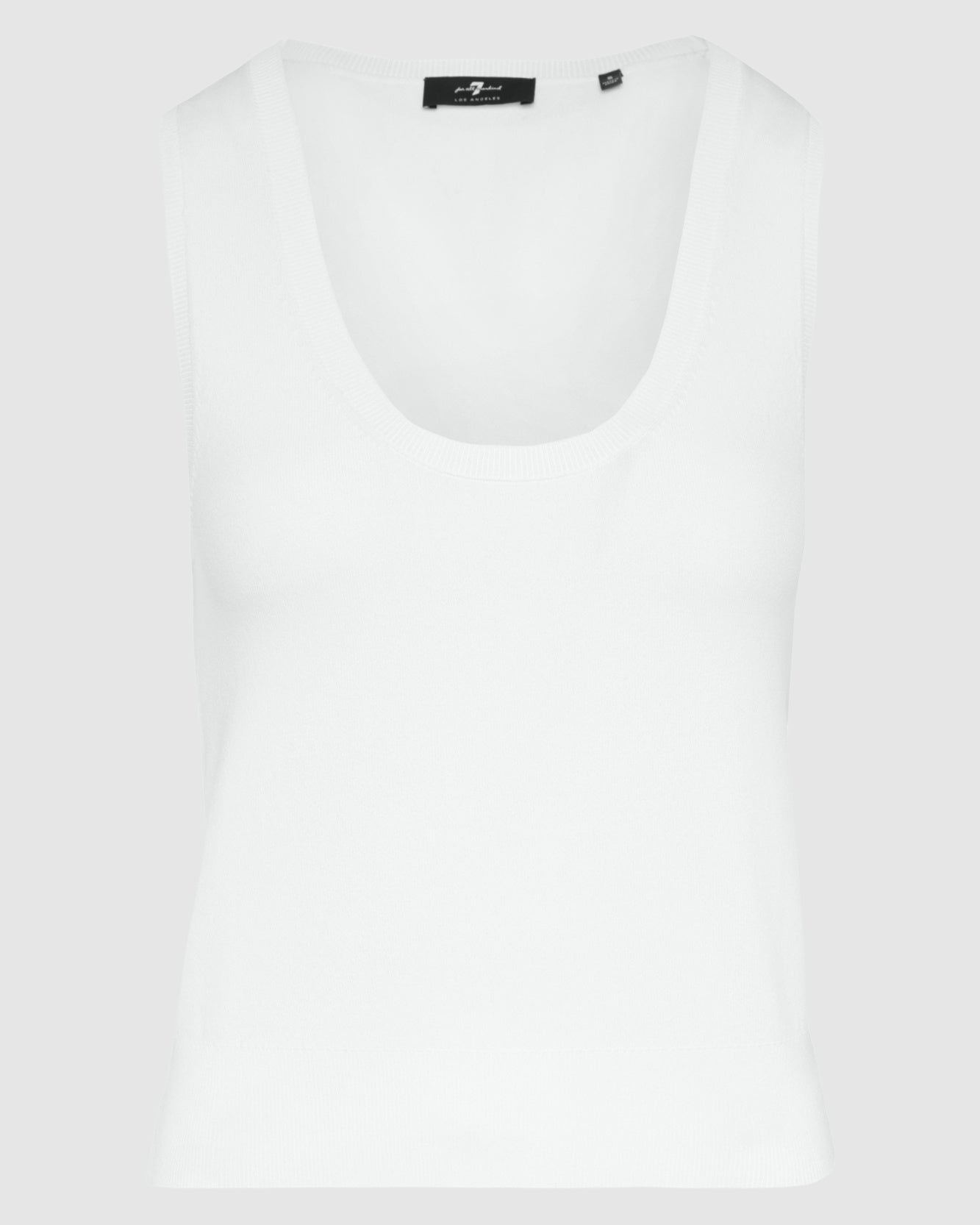 Ribbed Scoop Neck Top In Off White