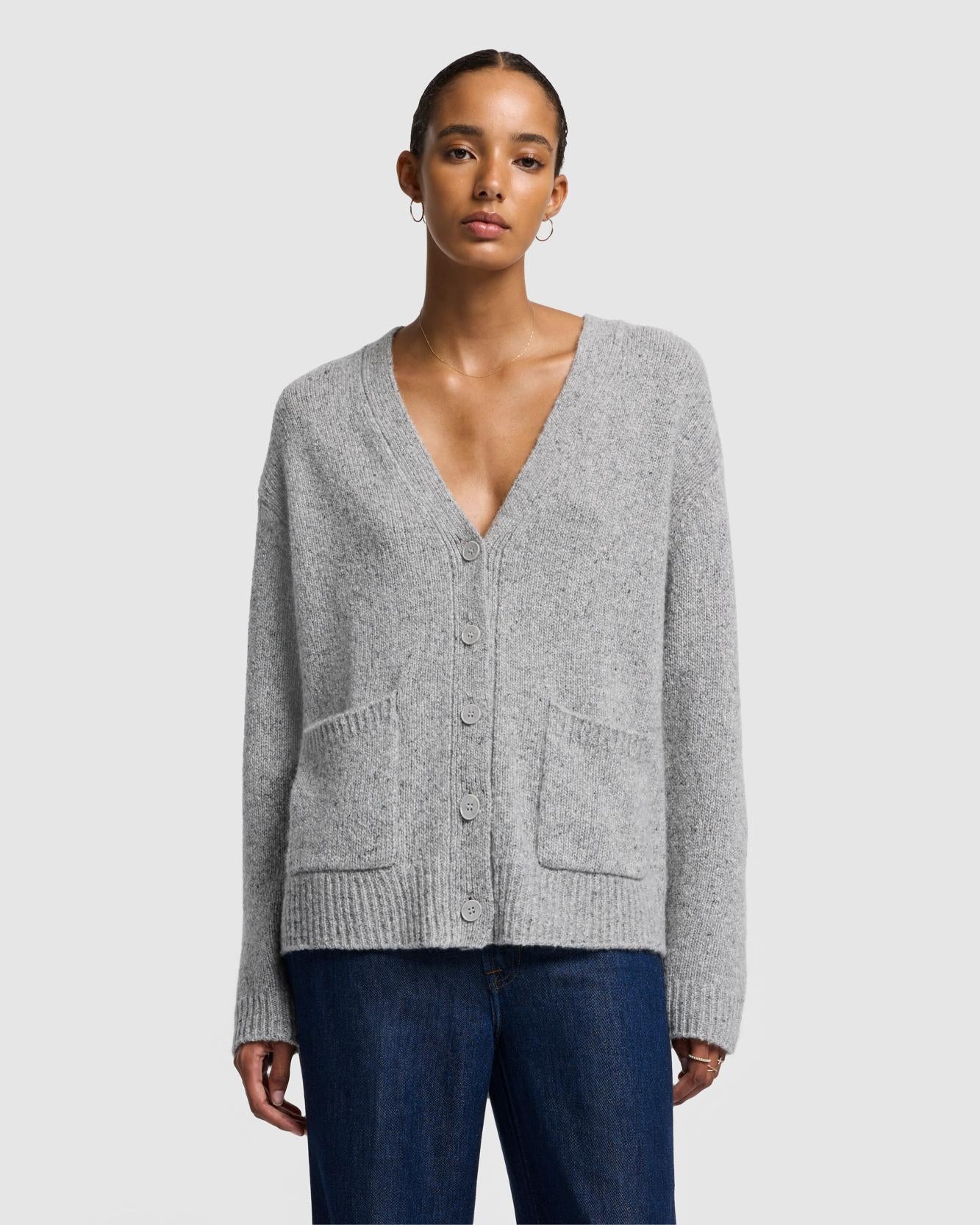 Cashmere Boyfriend Cardigan in Quiet Grey