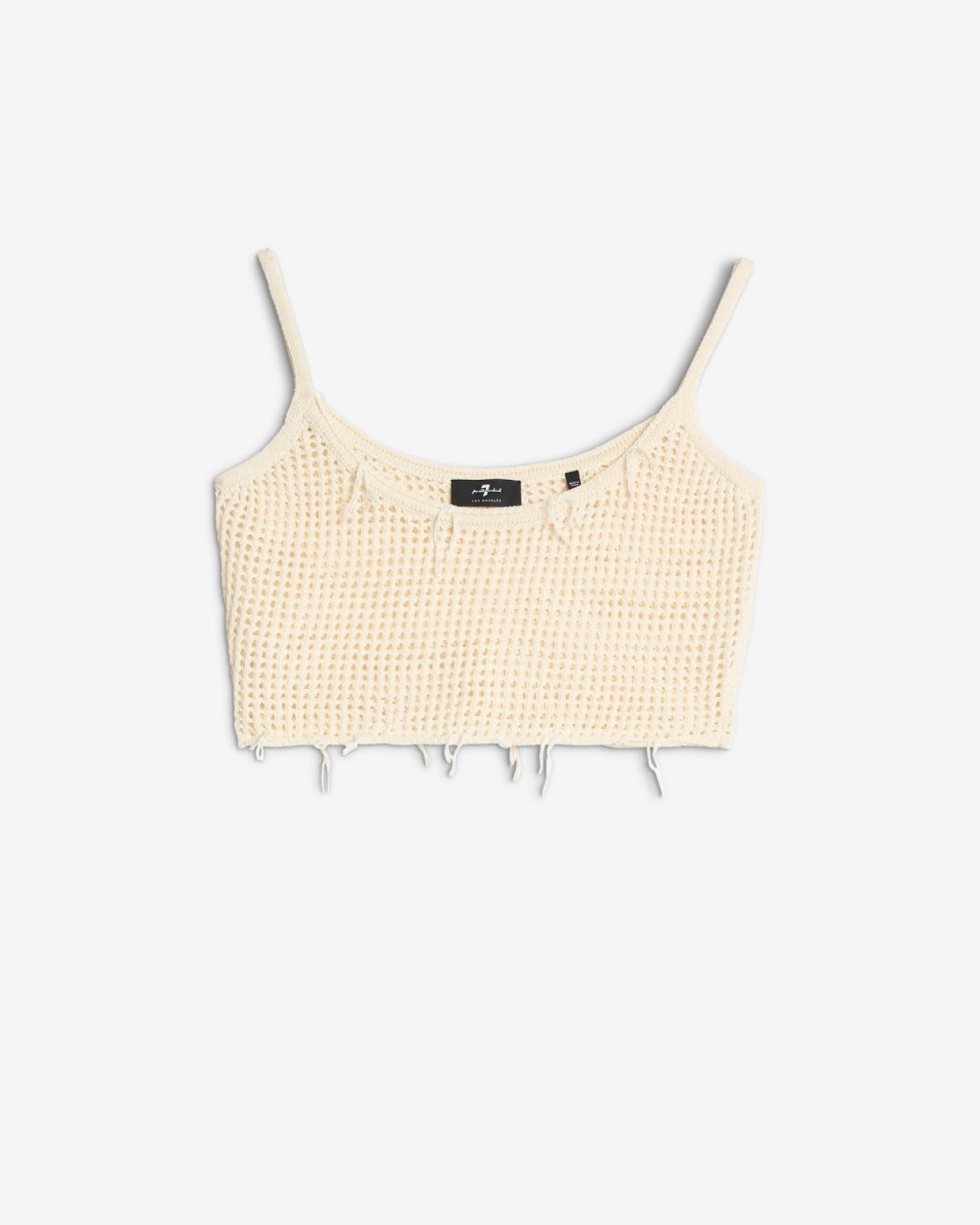 Cropped Open Knit Tank in Ecru
