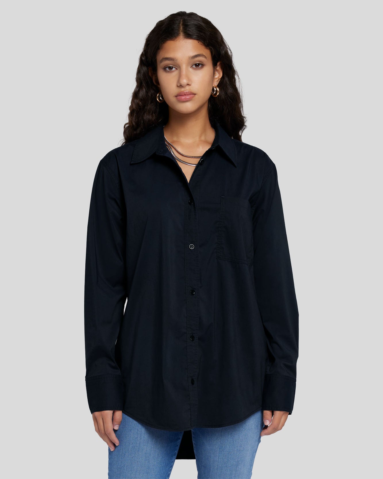 Poplin Button Down in Black