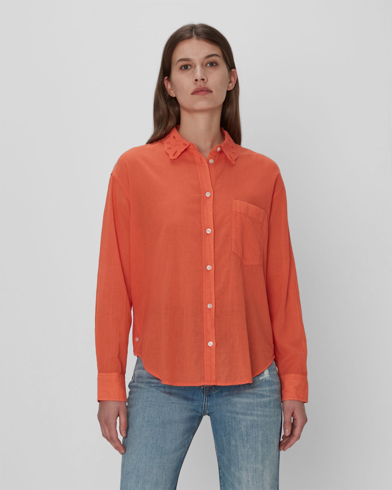 Eyelet Classic Shirt In Tigerlily
