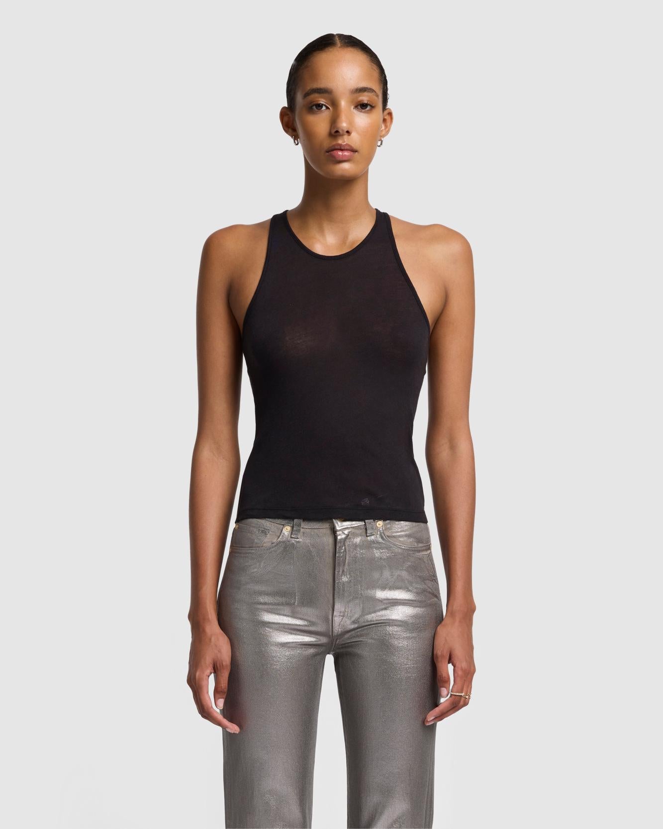 Sheer Racerback Tank in Black