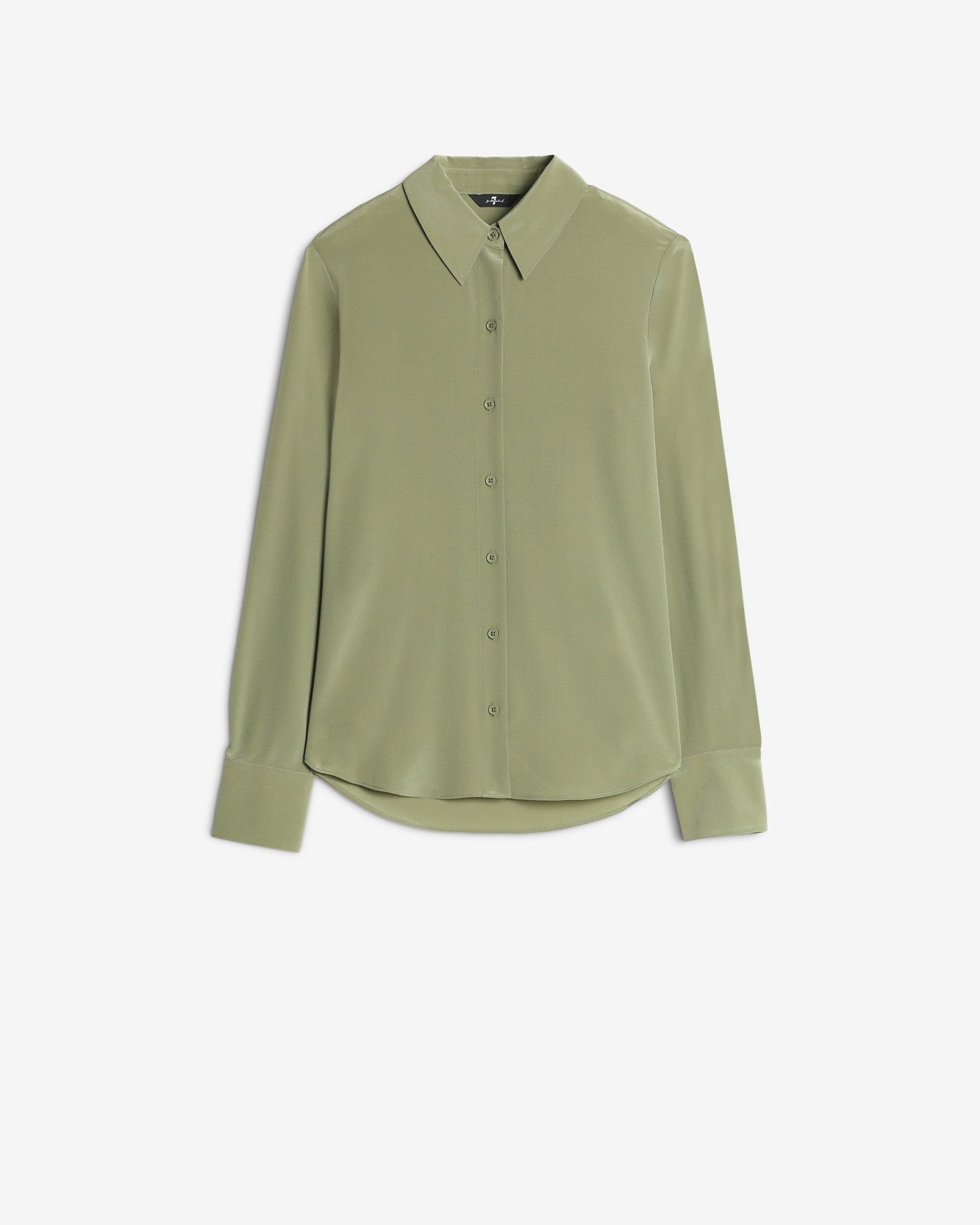 Long Sleeve Silk Blouse in Army