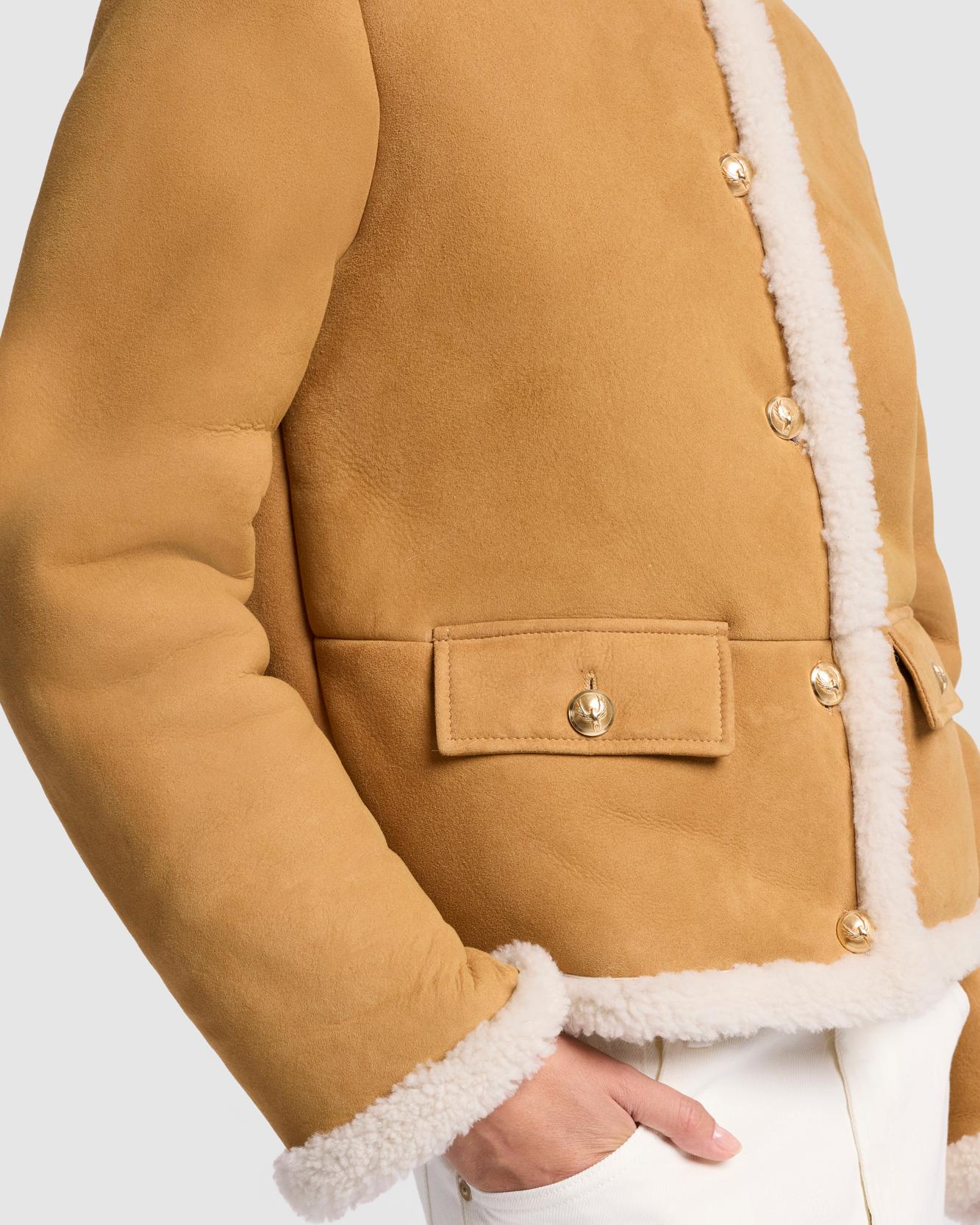 Cropped Shearling Jacket in Porcini