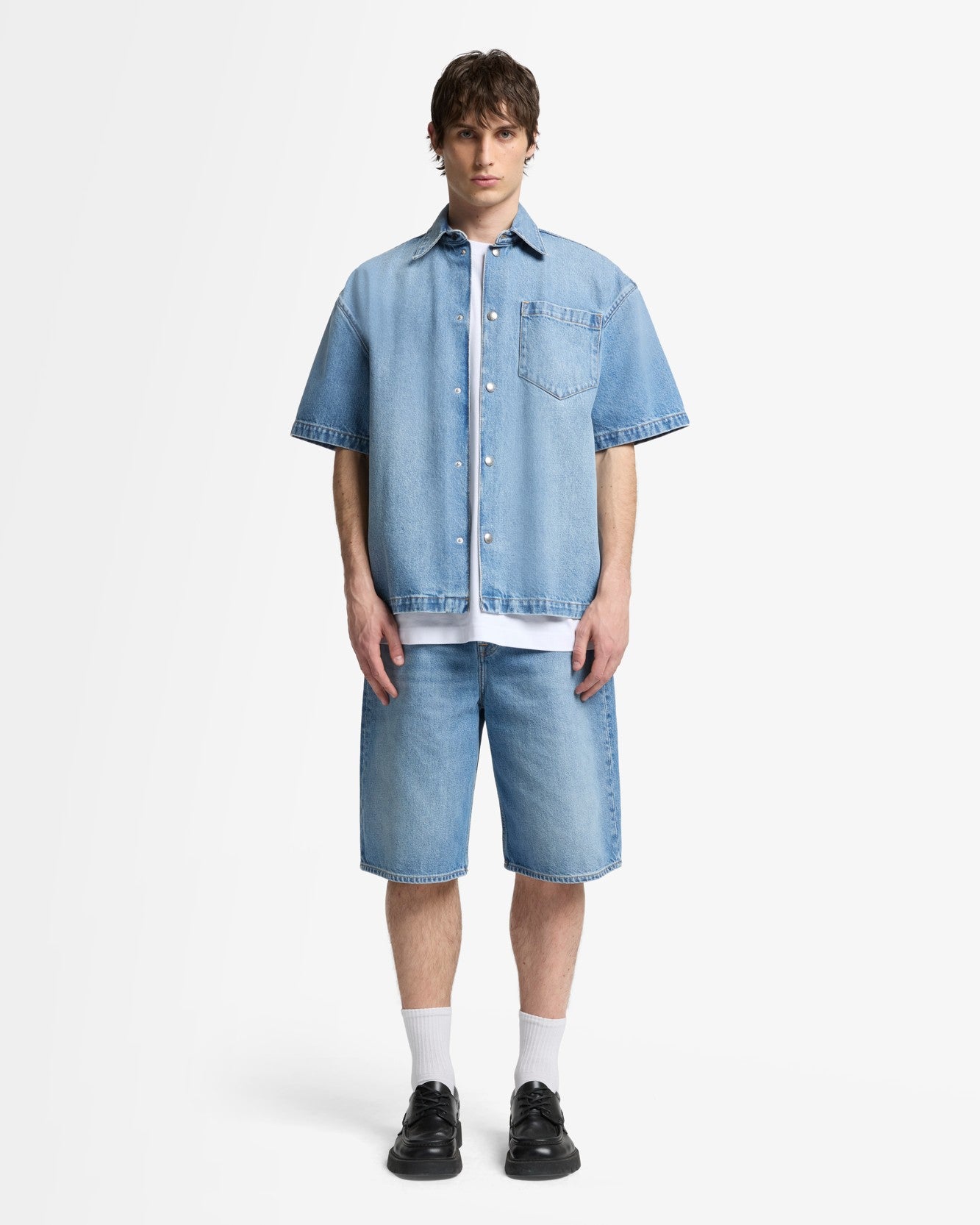 Wide Leg Denim Short in Mason
