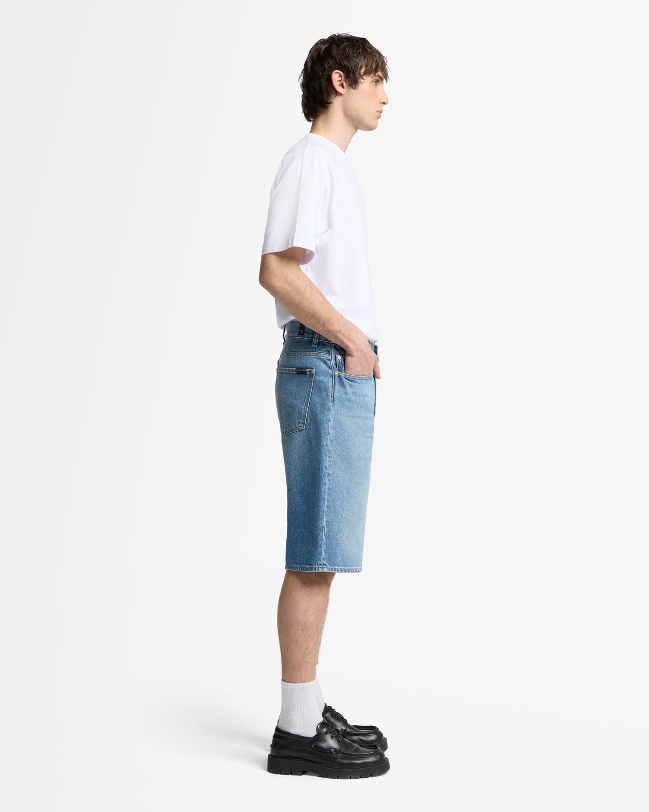 Wide Leg Denim Short in Mason