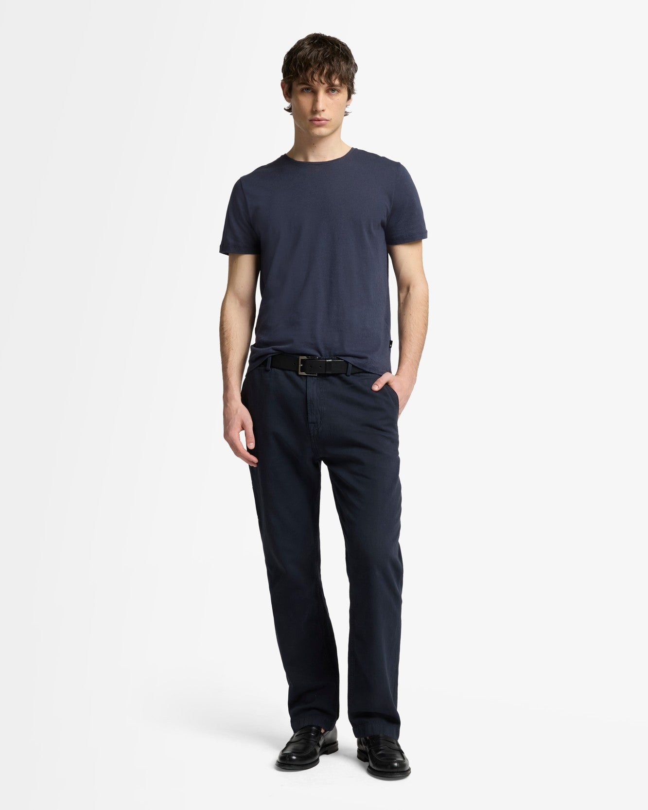 Linen Blend Carpenter Chino in Dark Navy