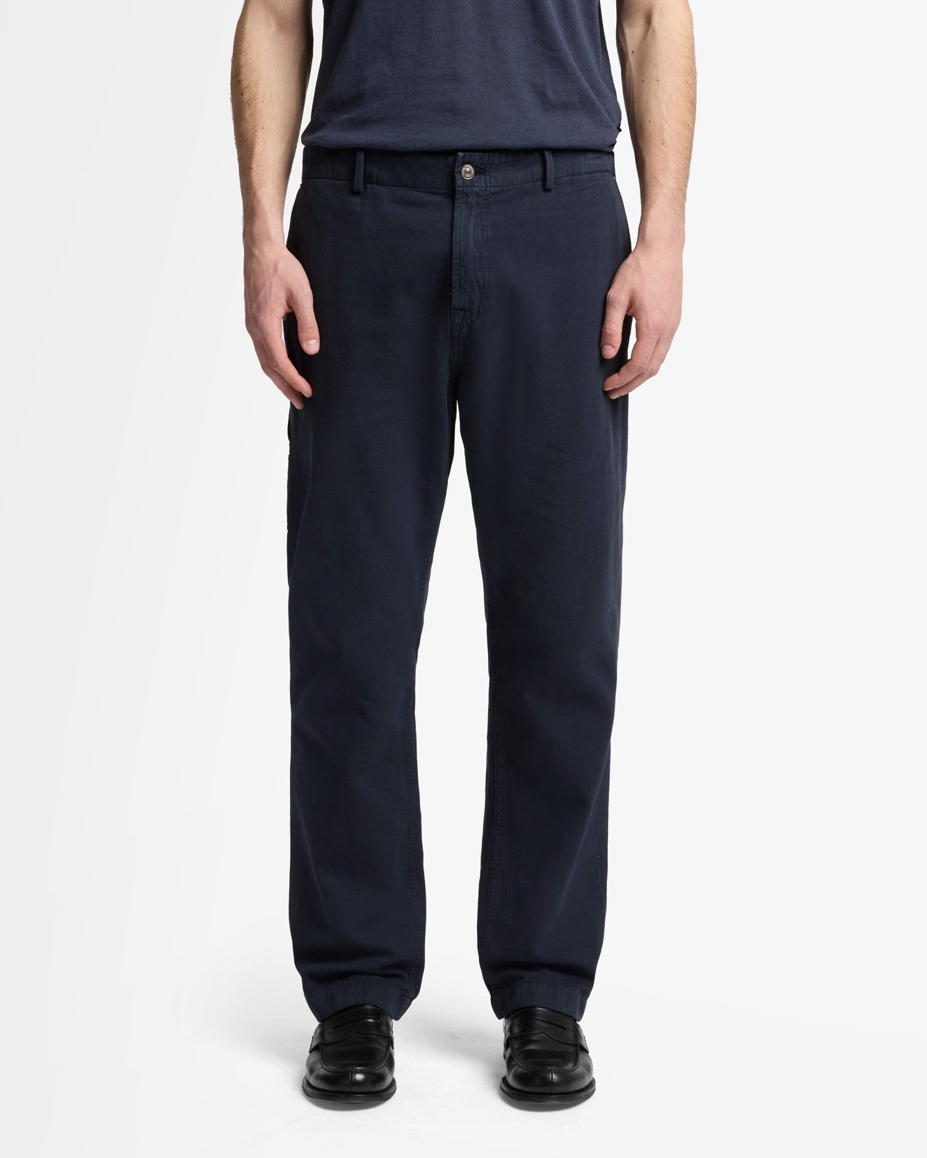 Linen Blend Carpenter Chino in Dark Navy