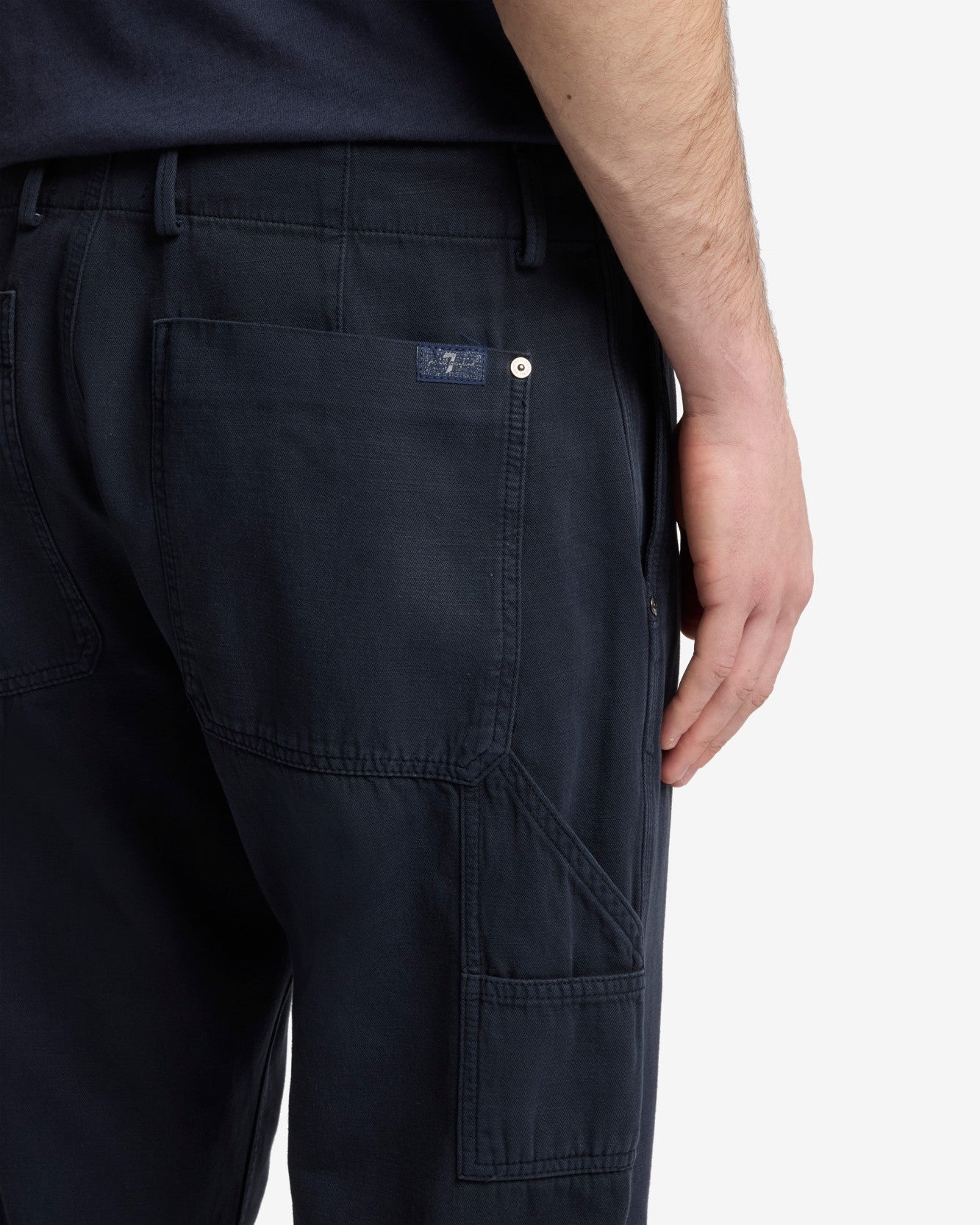 Linen Blend Carpenter Chino in Dark Navy