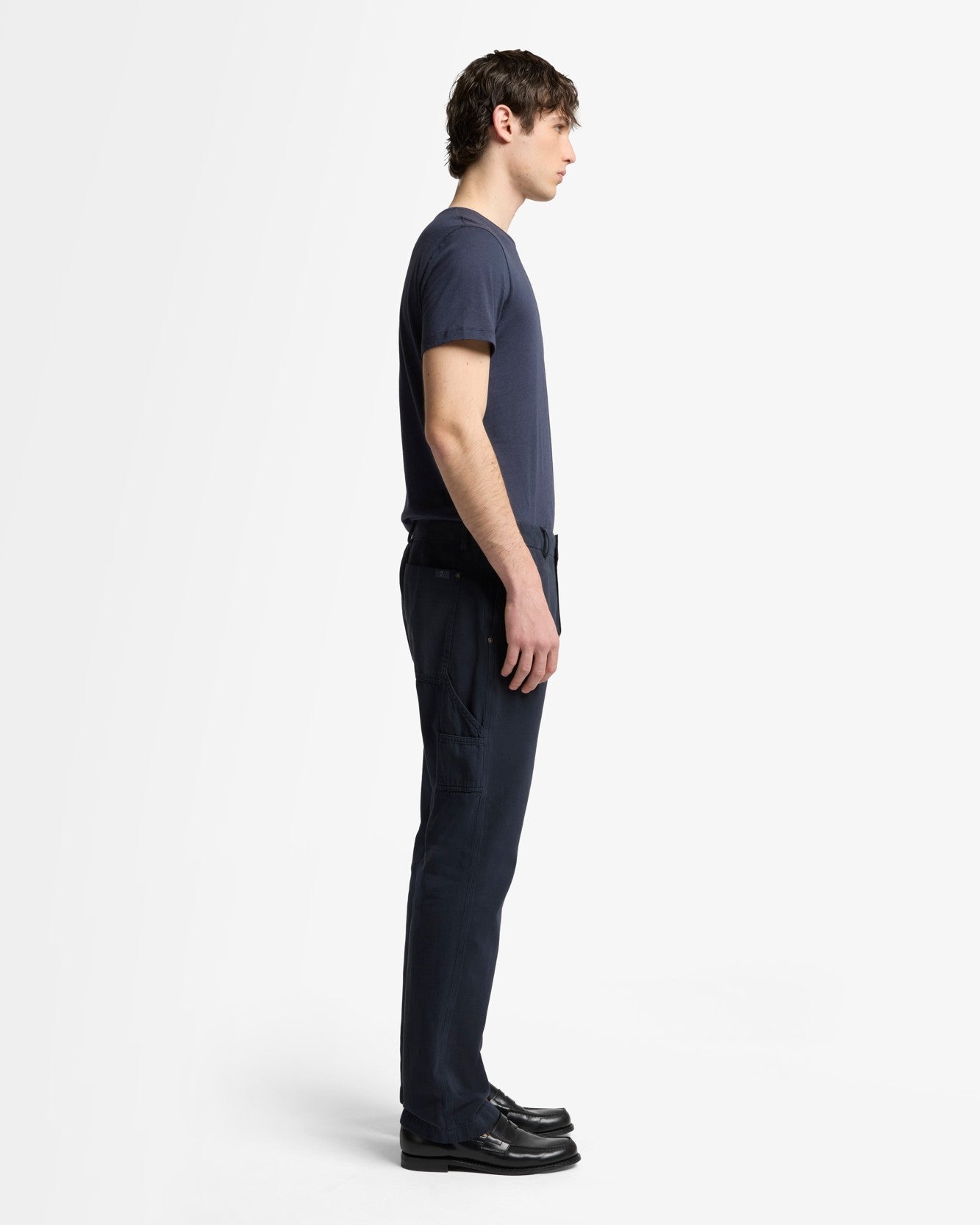 Linen Blend Carpenter Chino in Dark Navy