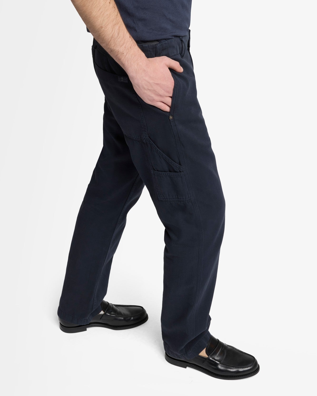 Linen Blend Carpenter Chino in Dark Navy