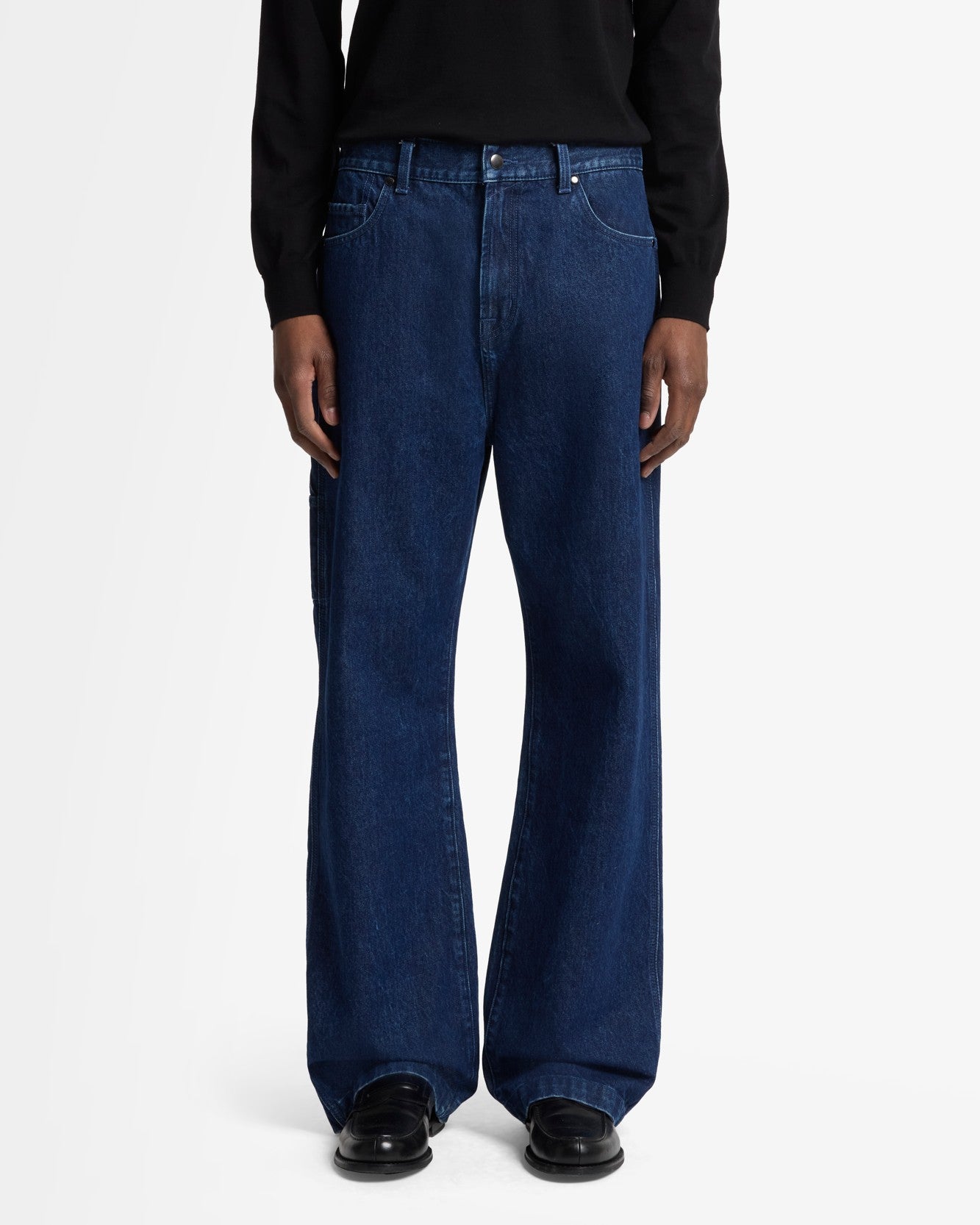 Utility Denim Wide Leg Pant in Carpenter Blue