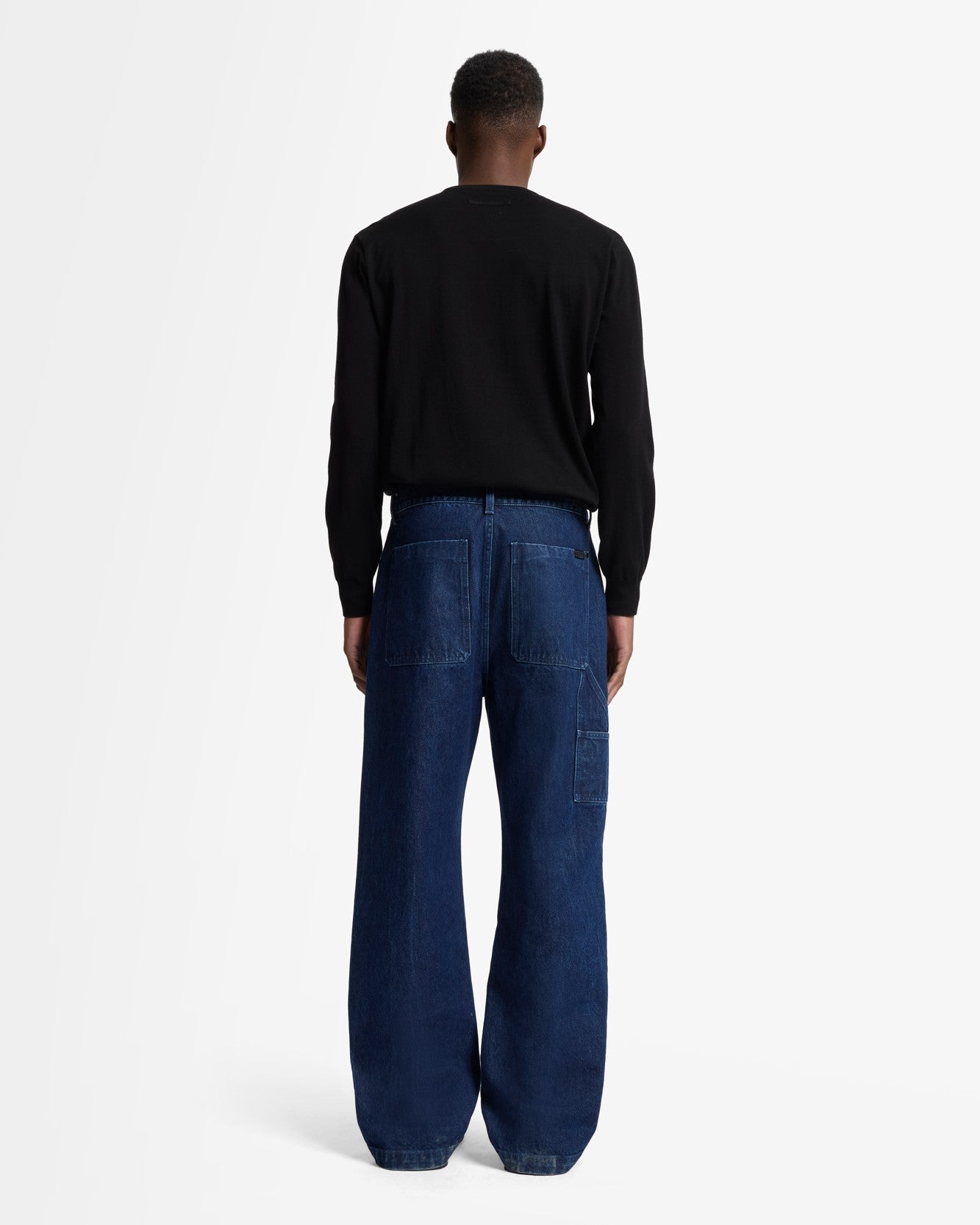 Utility Denim Wide Leg Pant in Carpenter Blue