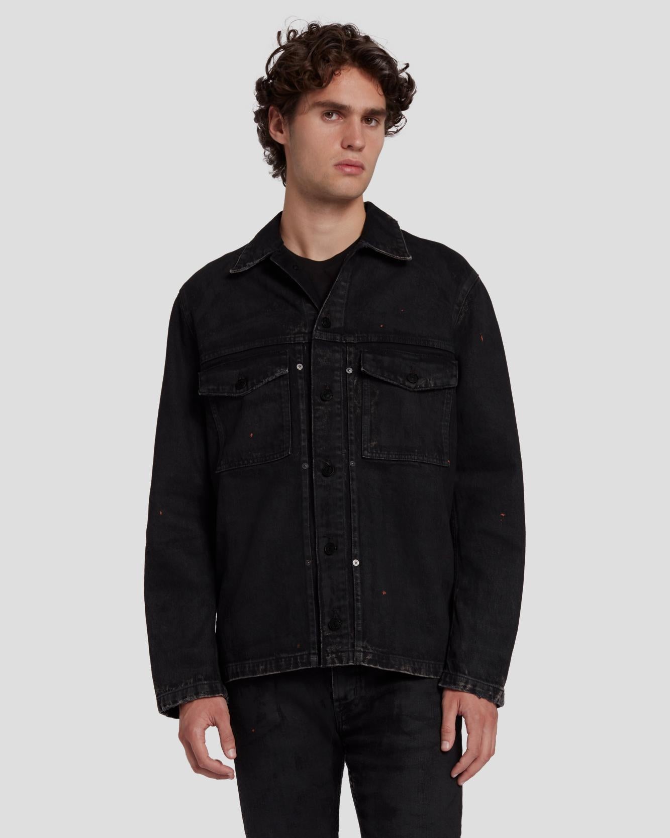 Pleated Overshirt in Fire