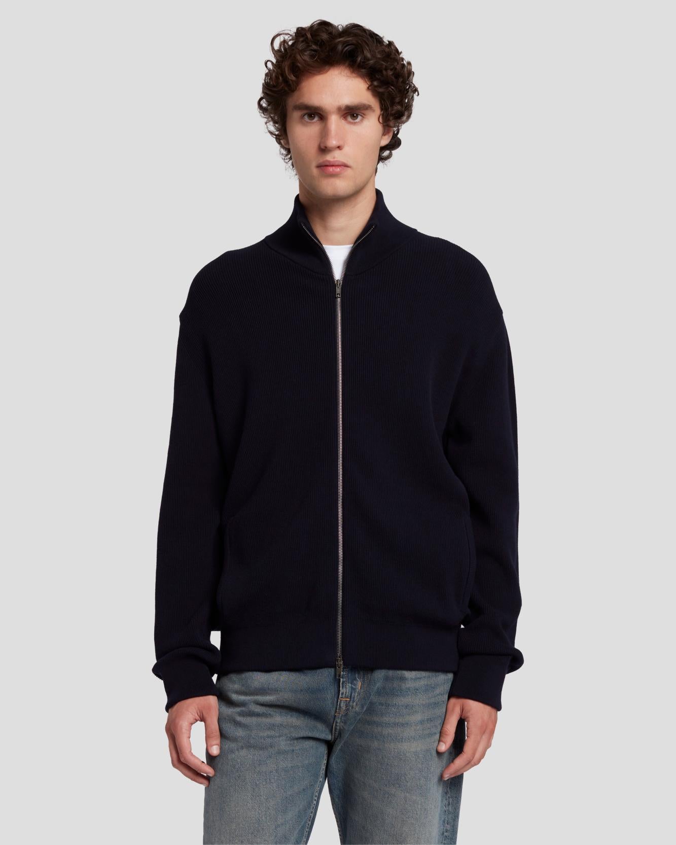 Luxe Performance Zip Sweater in Navy