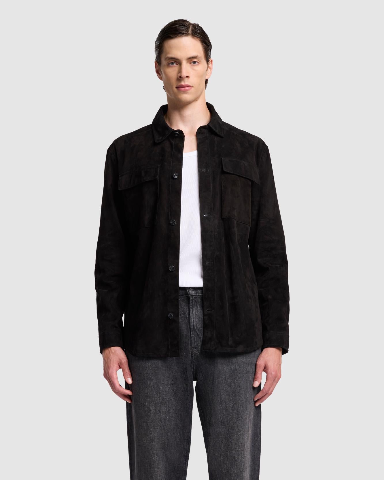 Suede Overshirt in Black