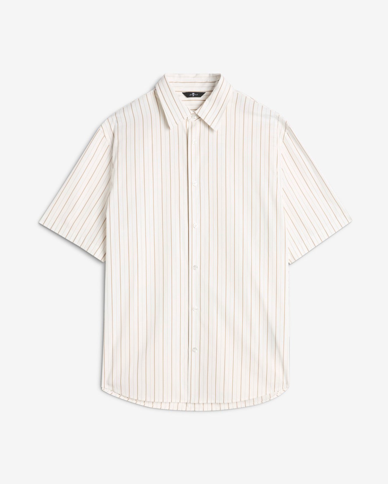 Short Sleeve Poplin Shirt in Beige Stripe