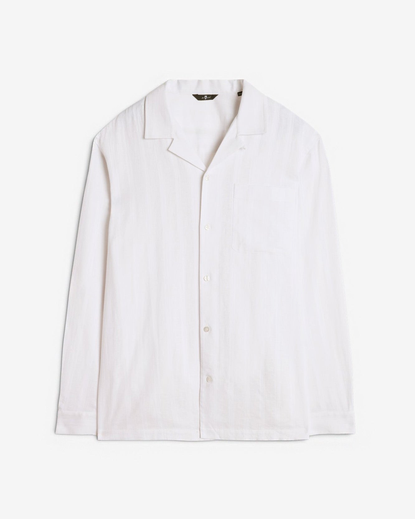Linen Blend Long Sleeve Camp Shirt in White