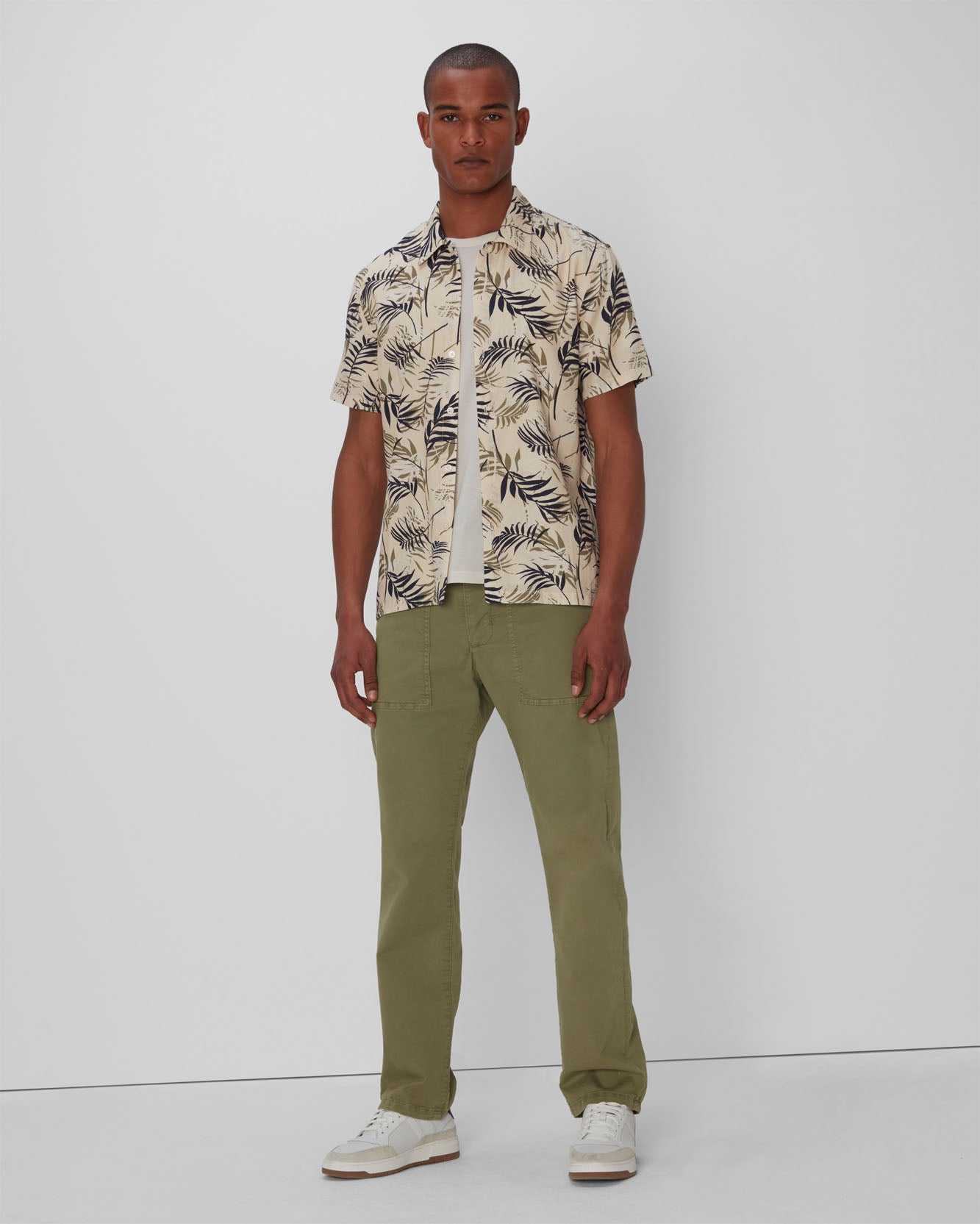 Palm Print Camp Shirt In Tea