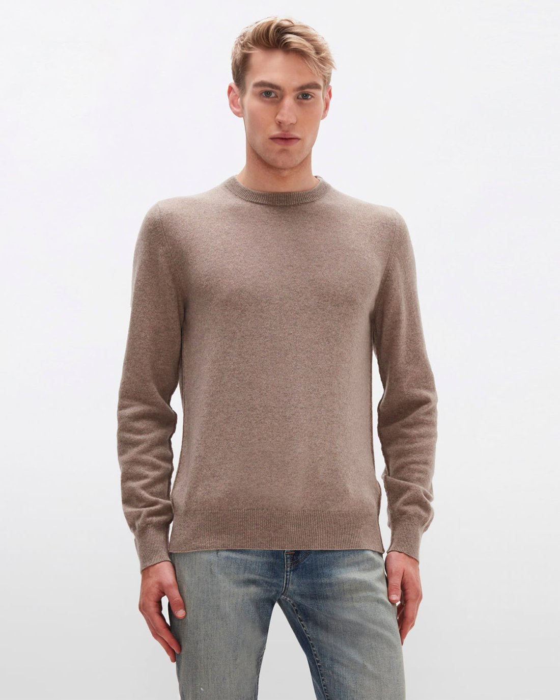 Cashmere Crew in Taupe