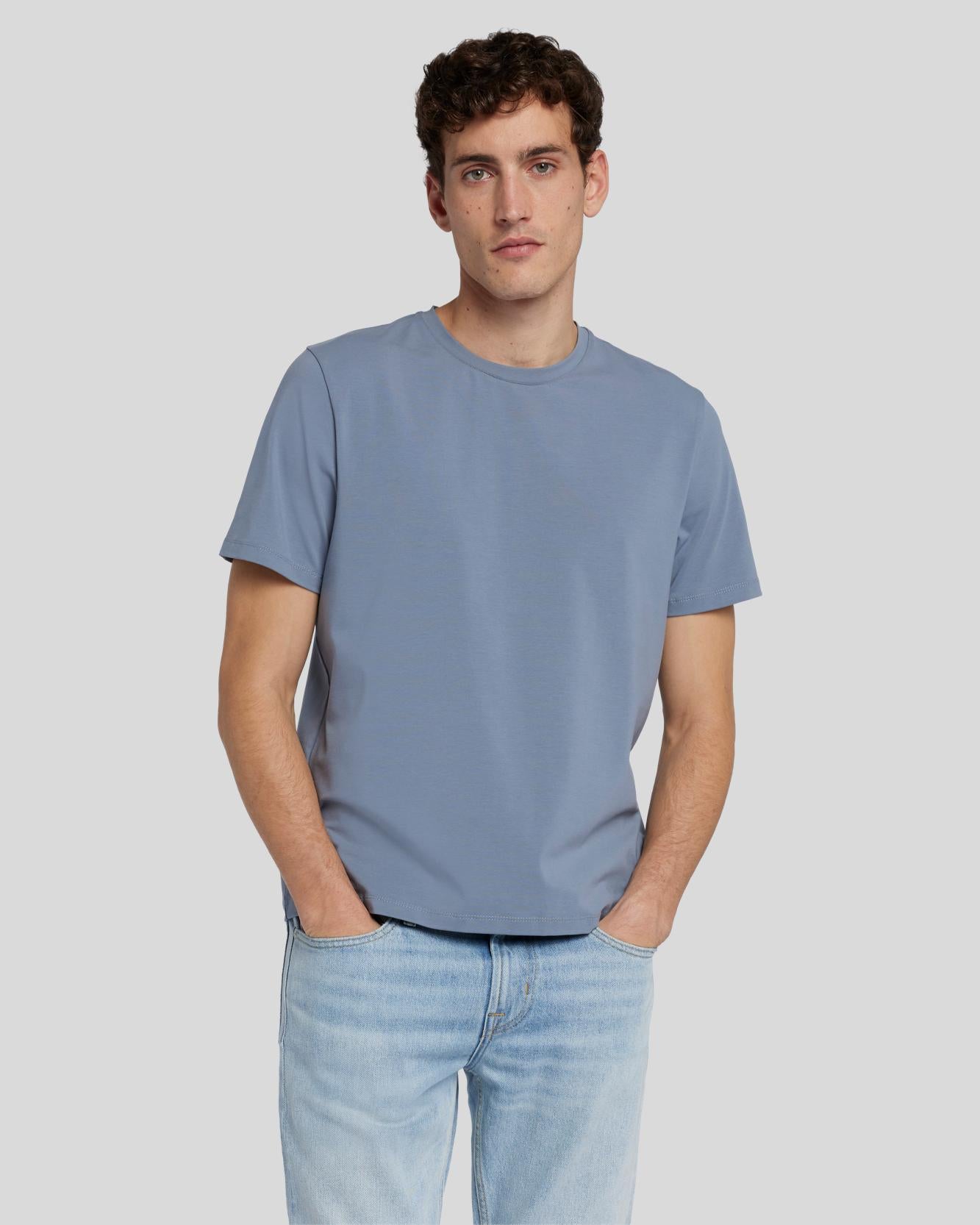 Luxe Performance Tee in Dusty Blue