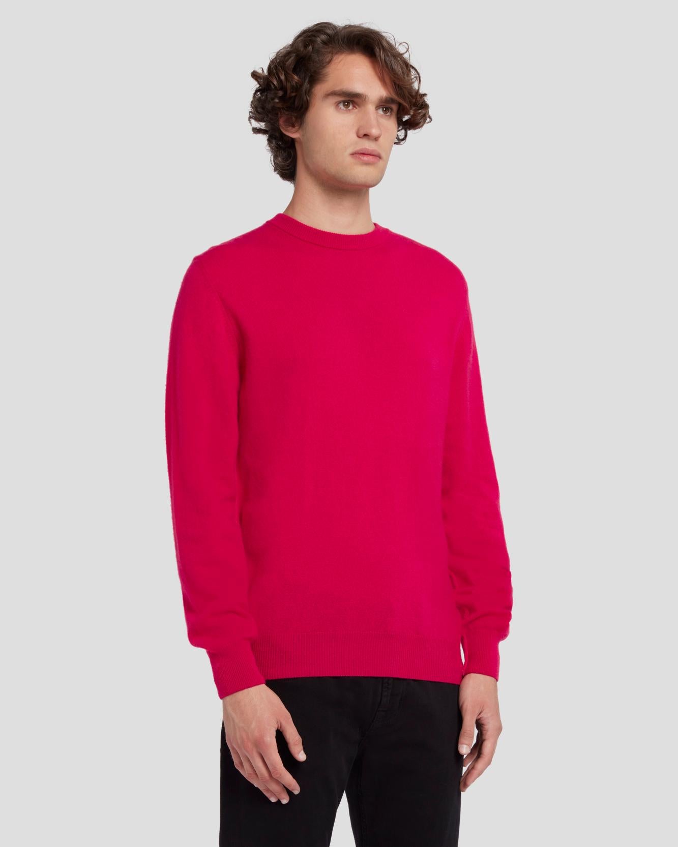 Cashmere Crew Sweater in Raspberry