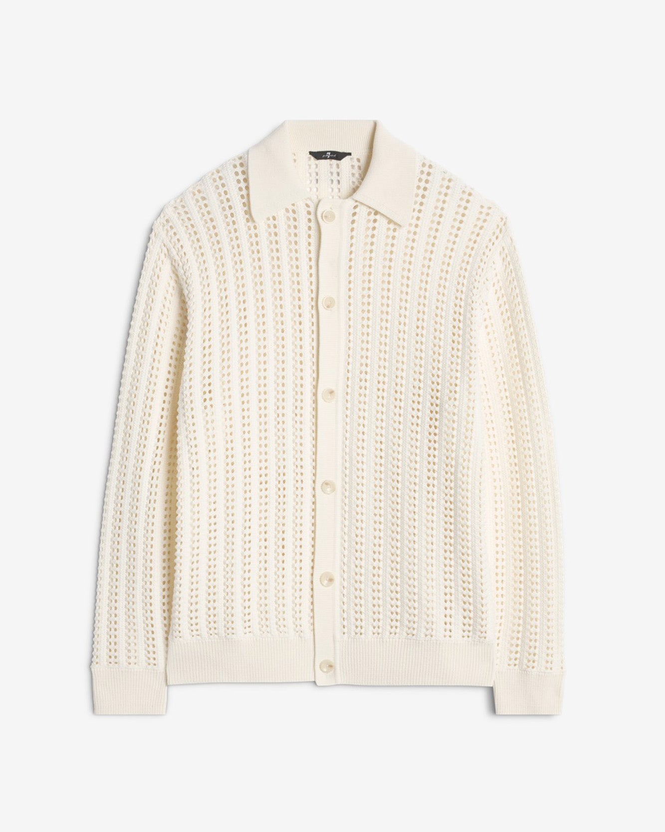 Crochet Knit Polo in White