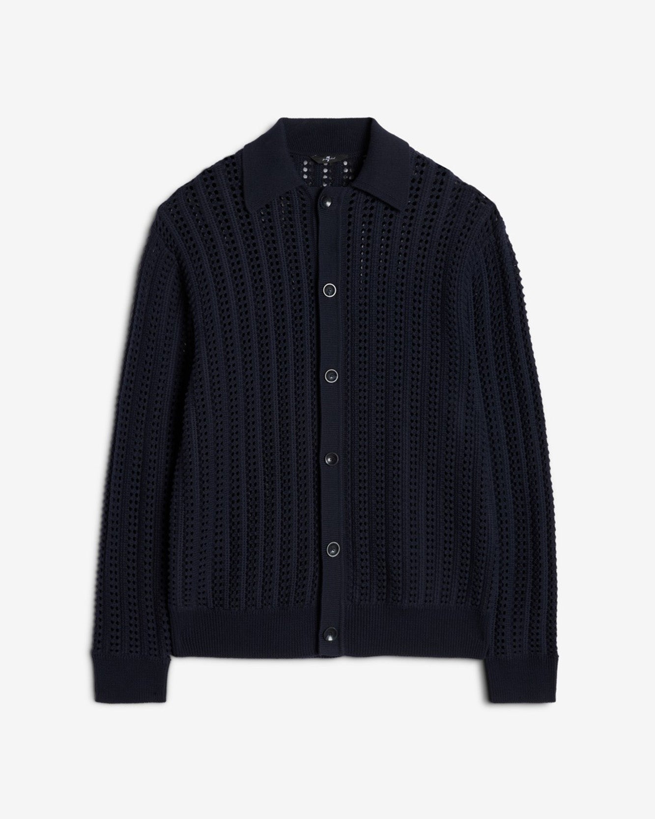 Crochet Knit Polo in Navy