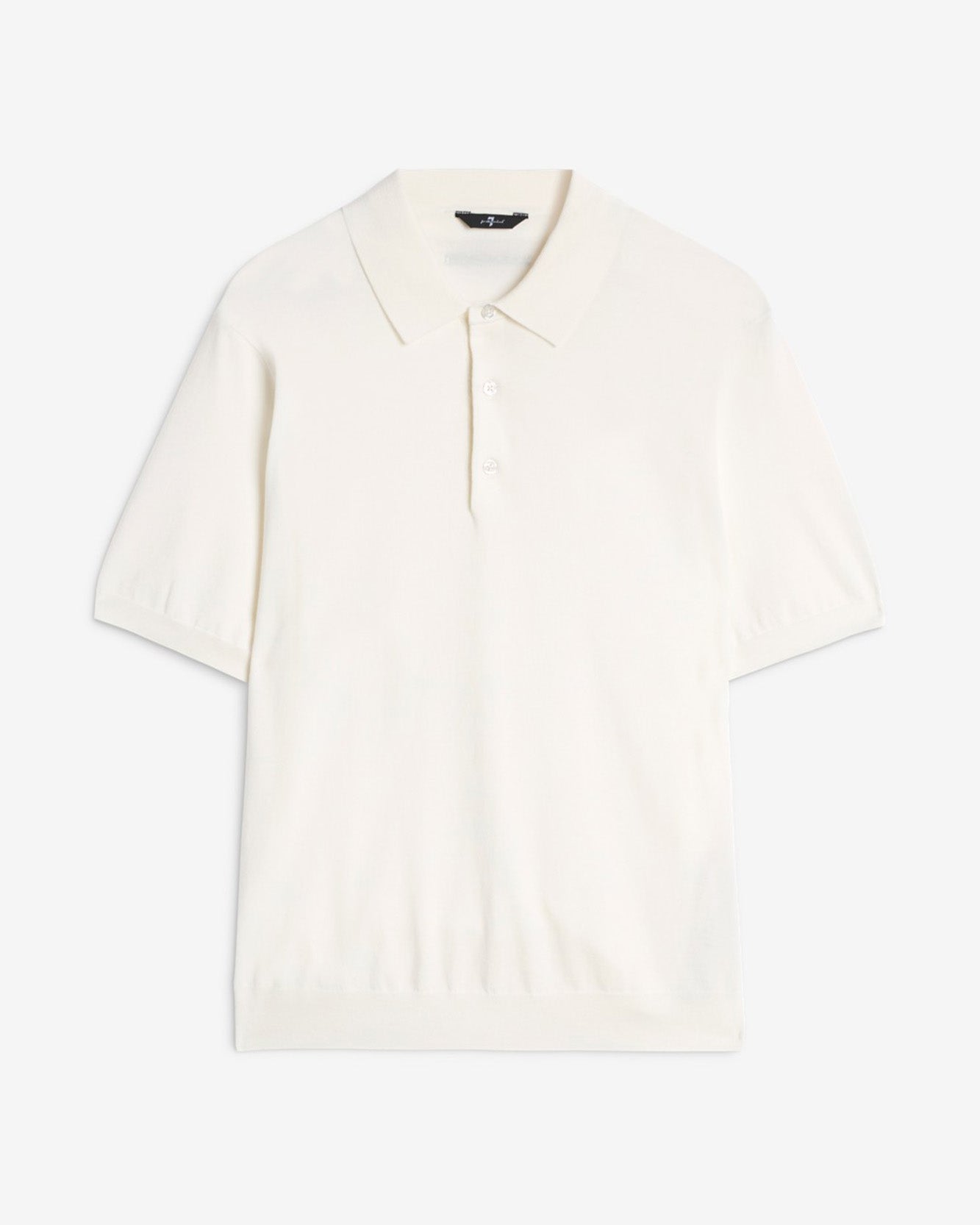 Short Sleeve Polo Sweater in Off White
