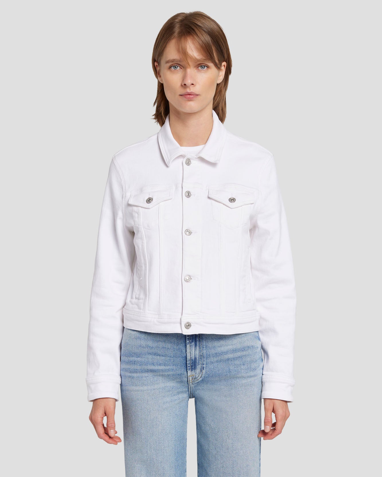 Luxe Vintage Classic Trucker Jacket in Soleil
