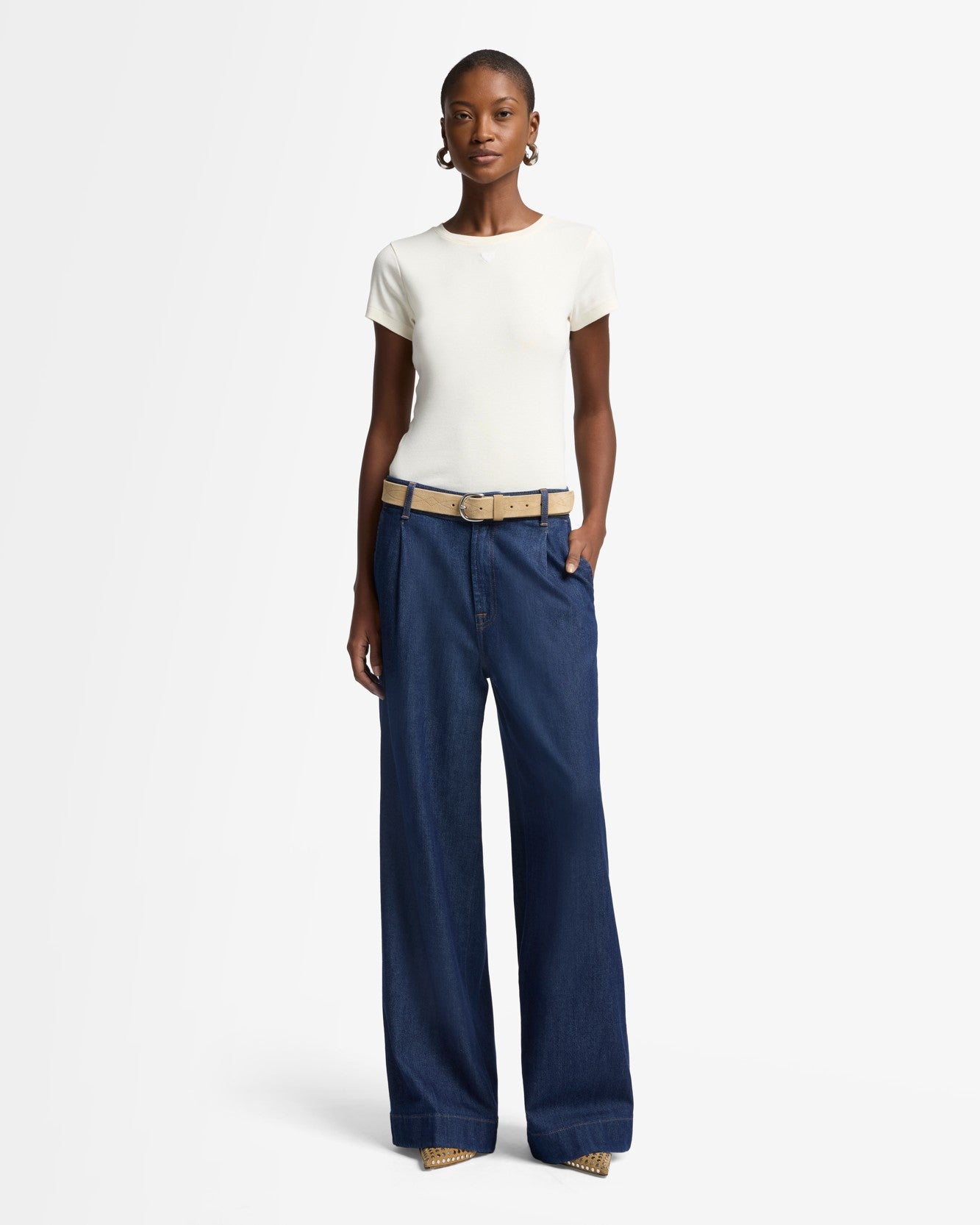 Weightless Pleated Denim Trouser in Halona